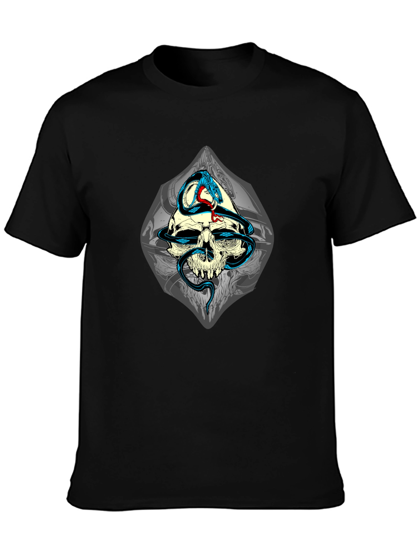 Skull & Snake Graphic Black T-Shirt