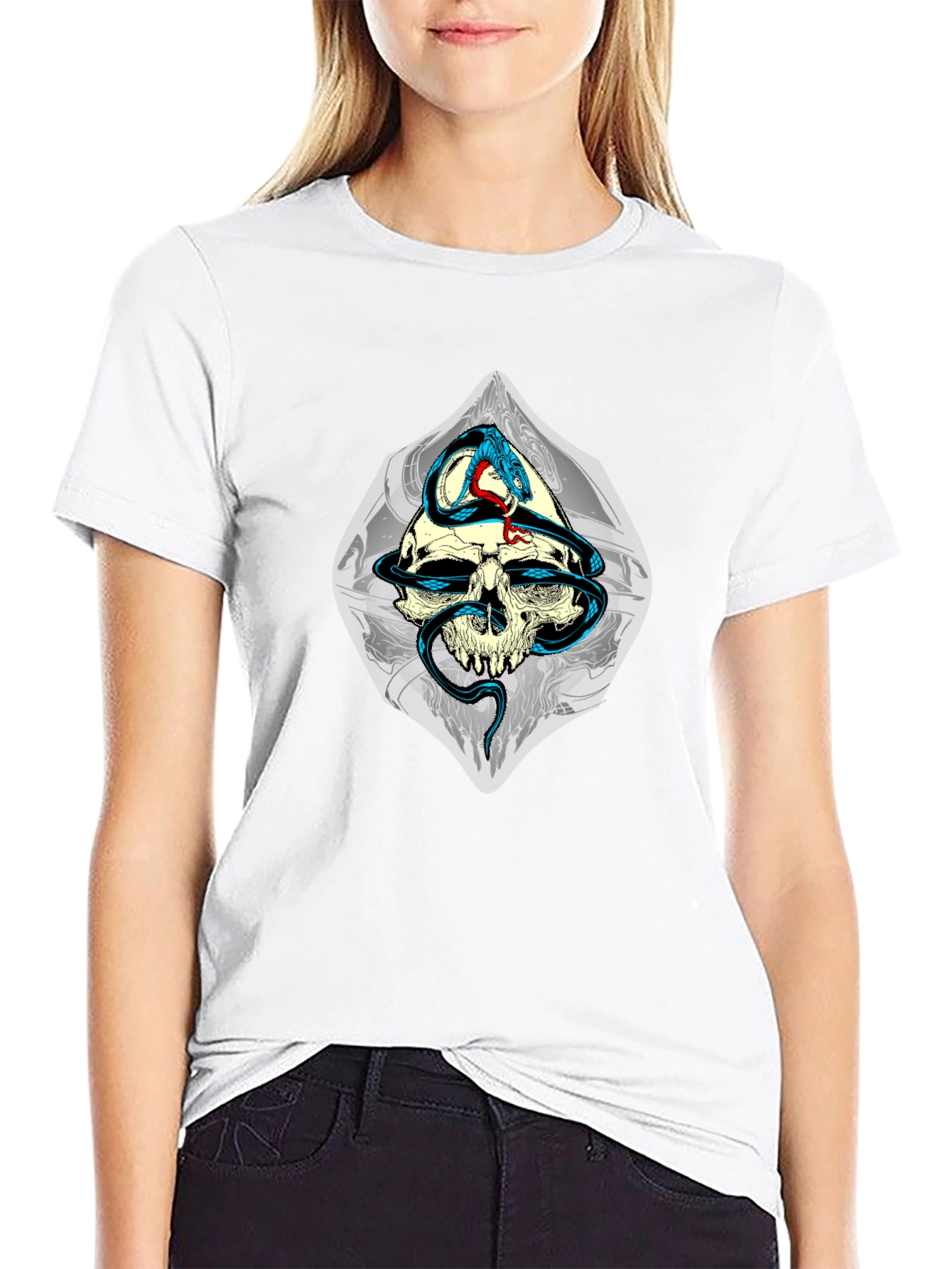 Skull & Snake Graphic Black T-Shirt