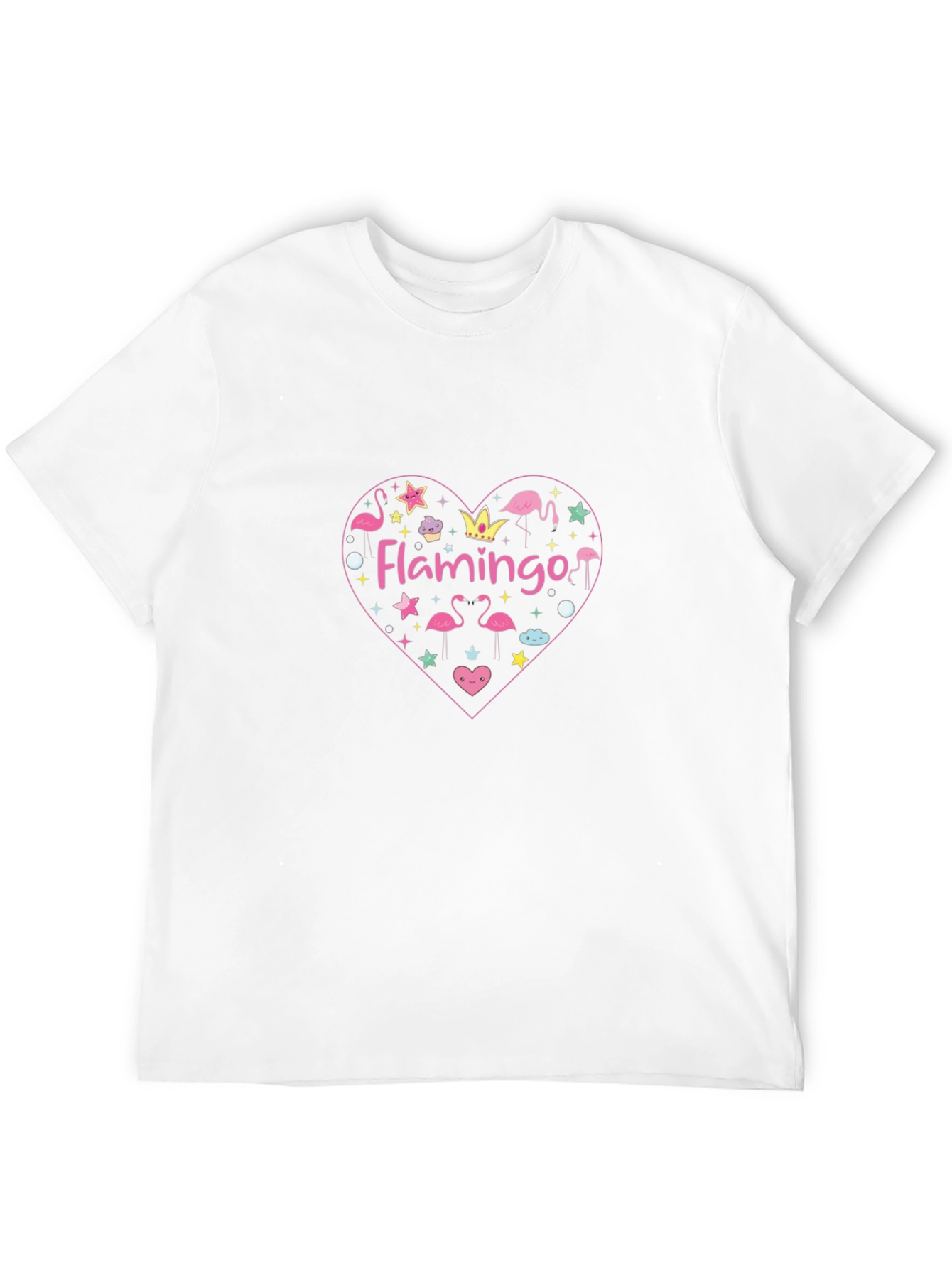 Flamingo Heart Graphic Tee - Stylish Black T-Shirt