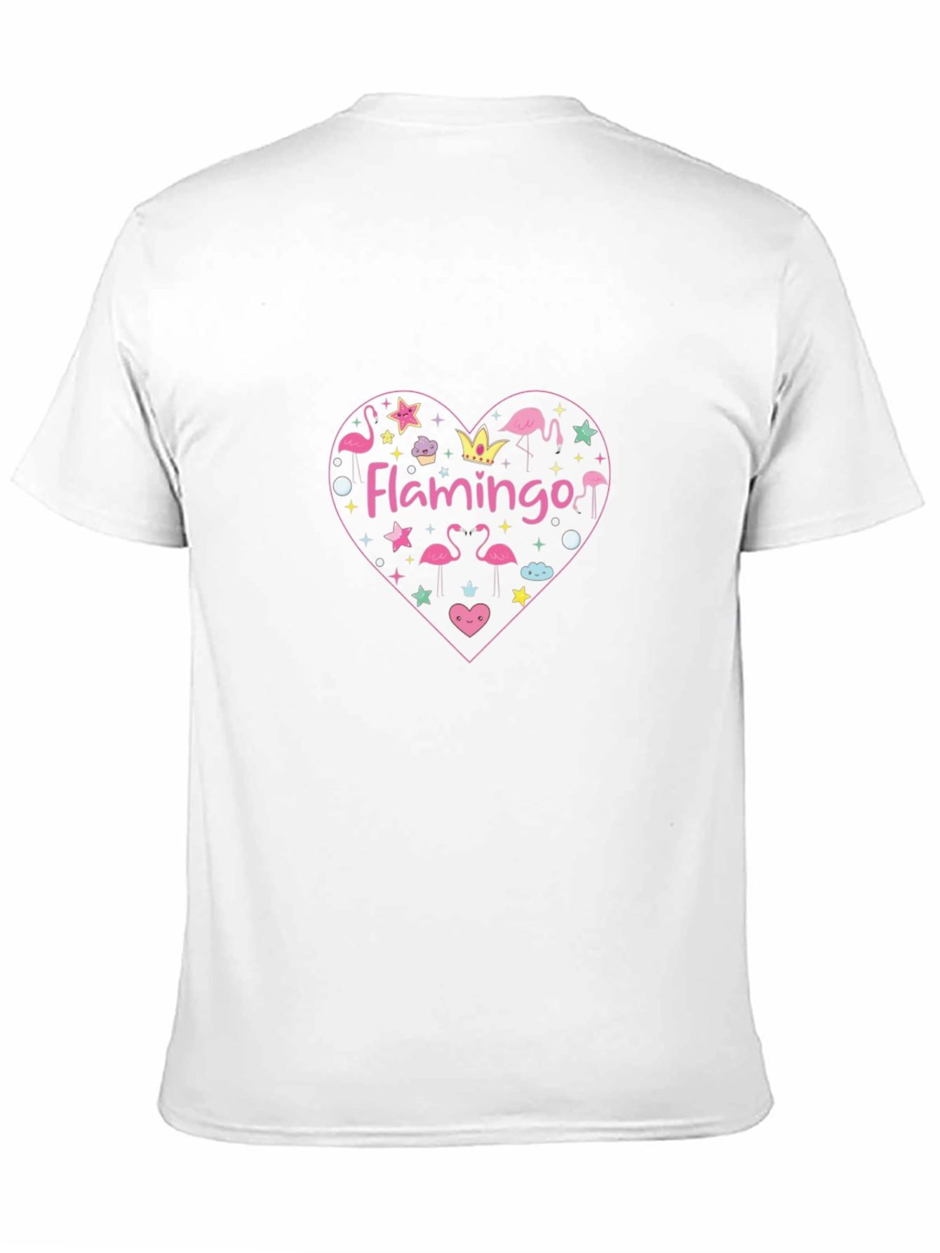 Flamingo Heart Graphic Tee - Stylish Black T-Shirt