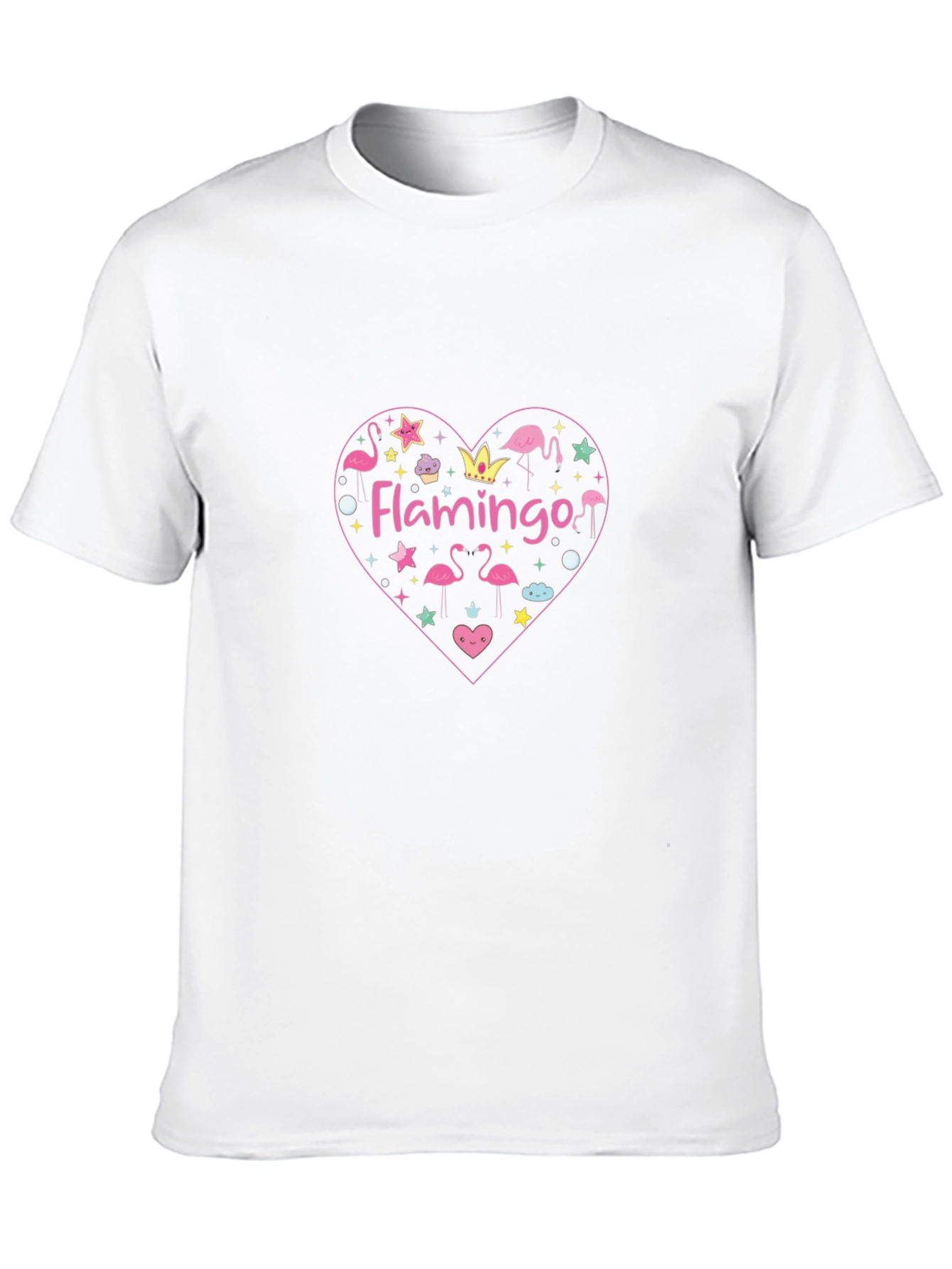 Flamingo Heart Graphic Tee - Stylish Black T-Shirt