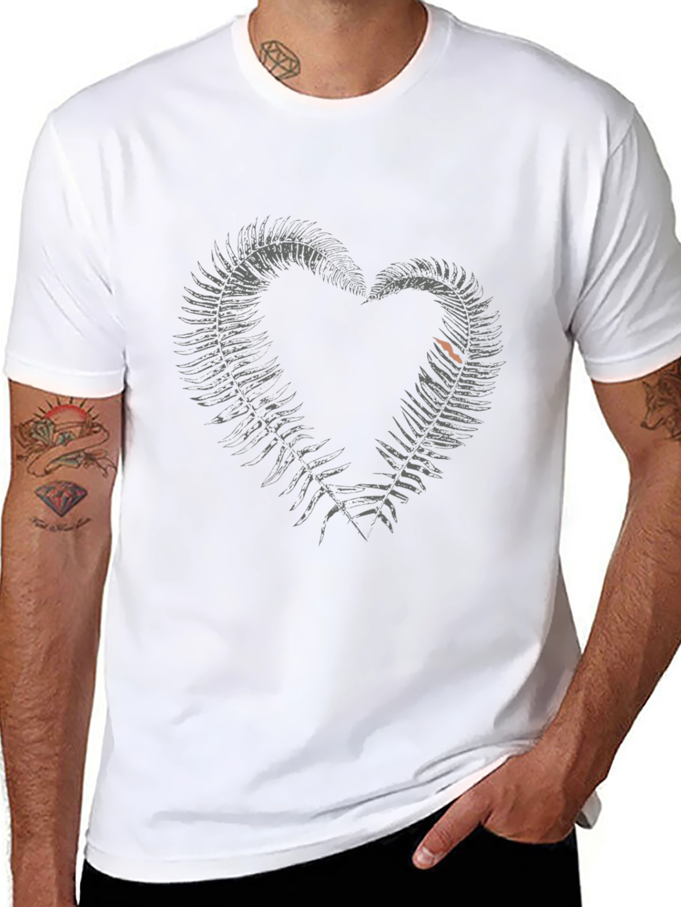 Fern Heart Graphic Tee - Stylish Black T-Shirt