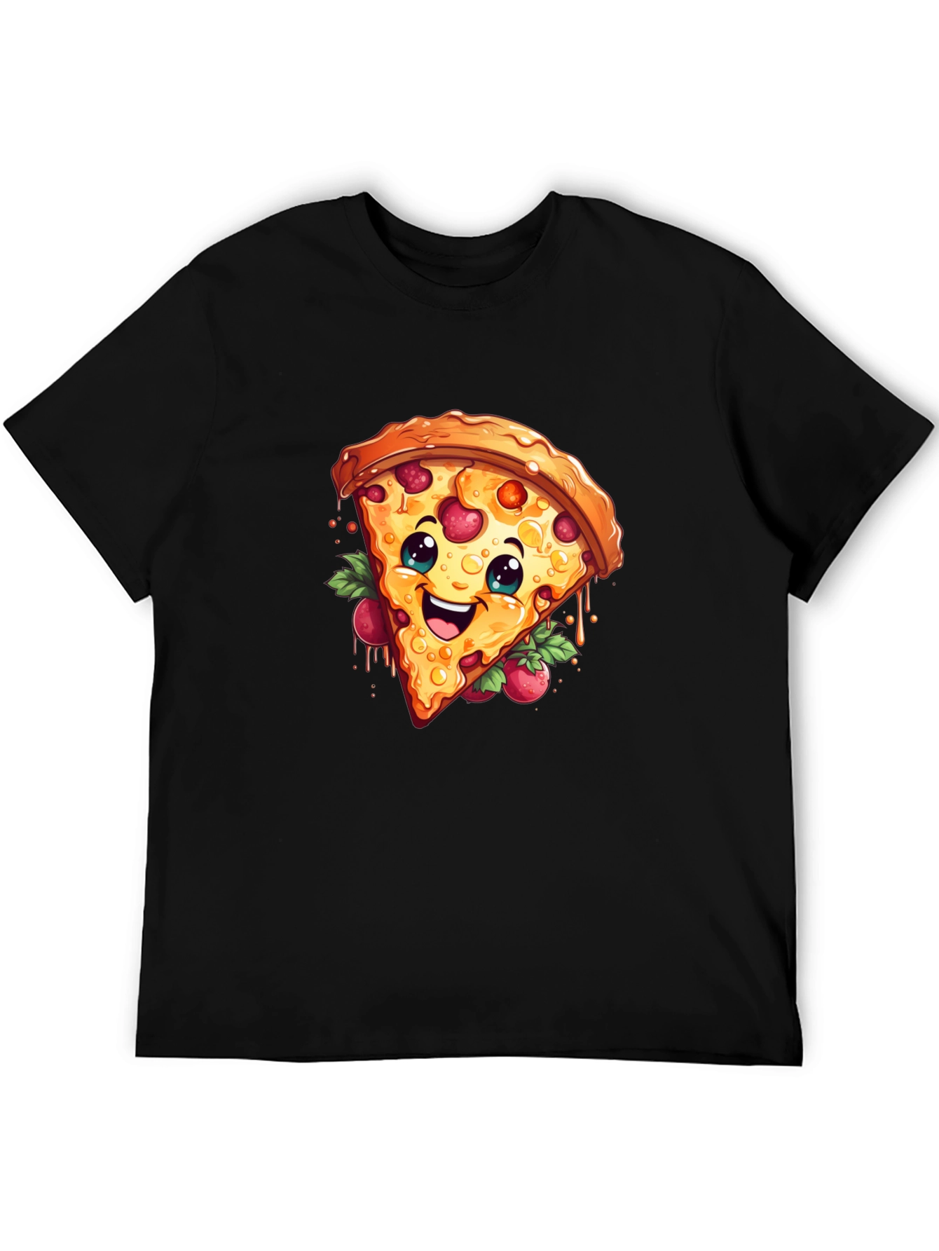 Funny Pizza Slice Graphic T-Shirt - Casual Black Tee