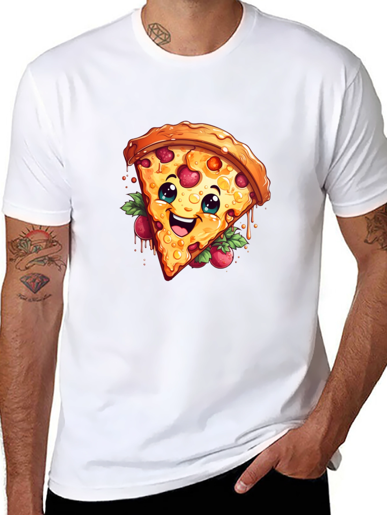 Funny Pizza Slice Graphic T-Shirt - Casual Black Tee