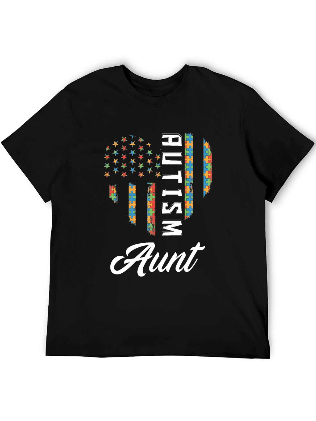 Autism Aunt T-Shirt Puzzle Heart Design