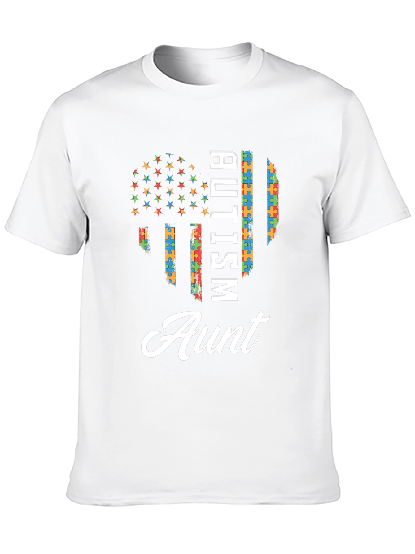 Autism Aunt T-Shirt Puzzle Heart Design