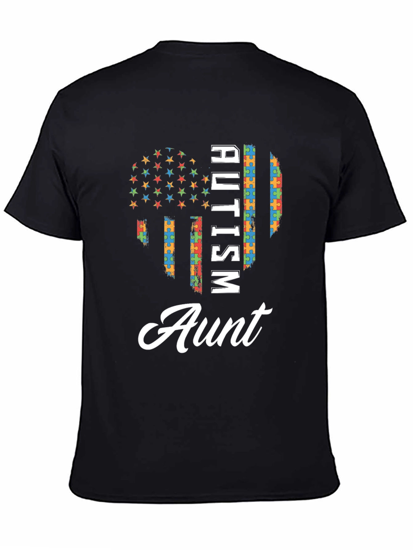 Autism Aunt T-Shirt Puzzle Heart Design
