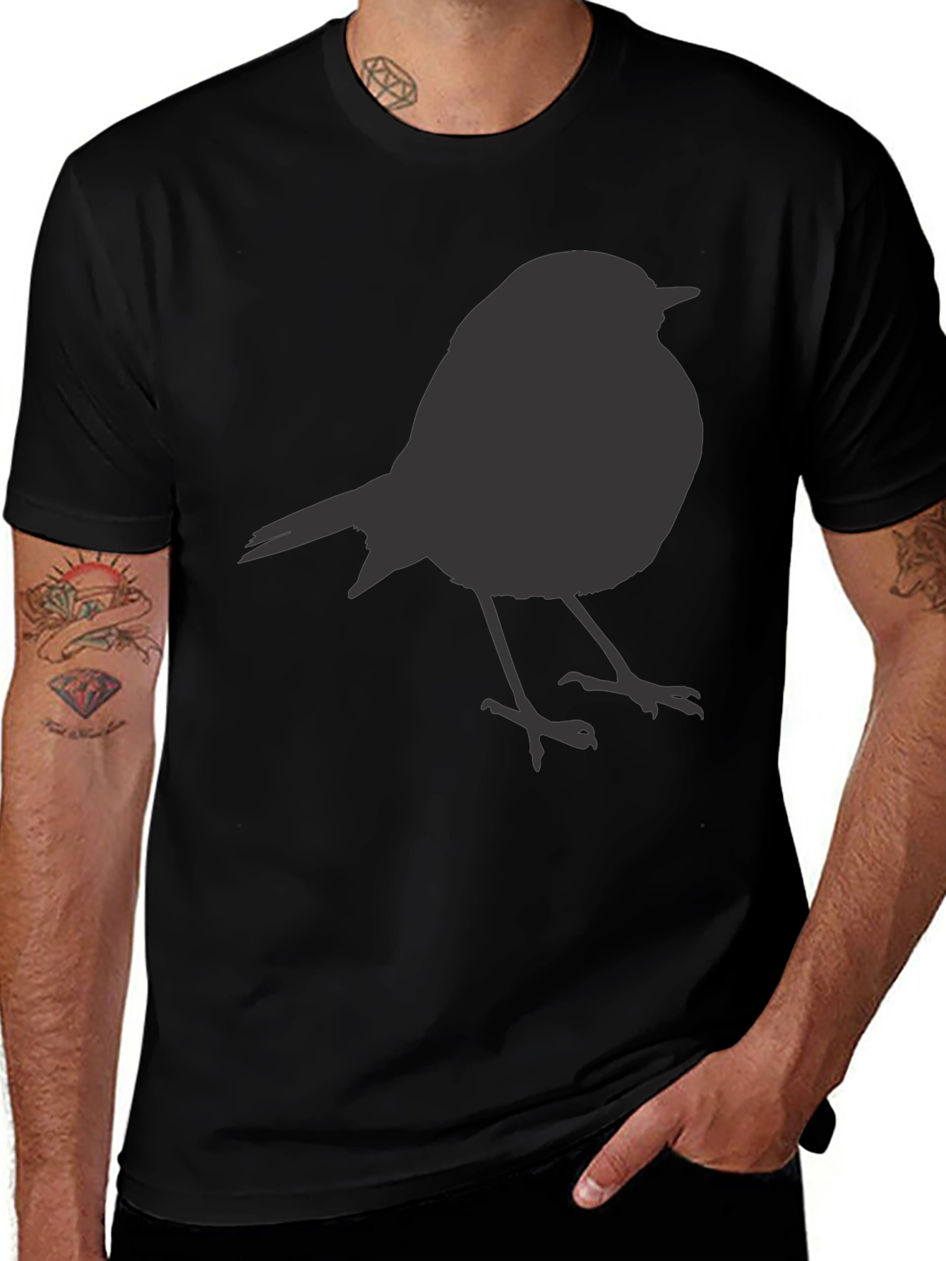 Bird Silhouette Black T-Shirt - Stylish Casual Tee