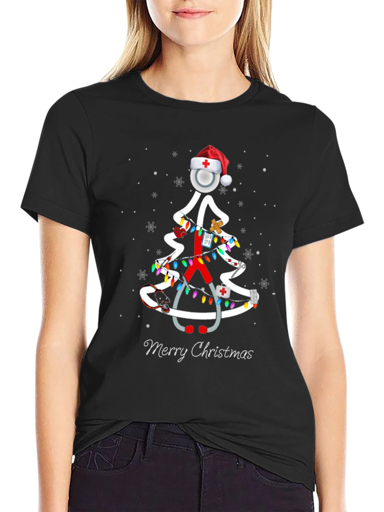 Nurse Christmas Tree T-Shirt - Merry Christmas