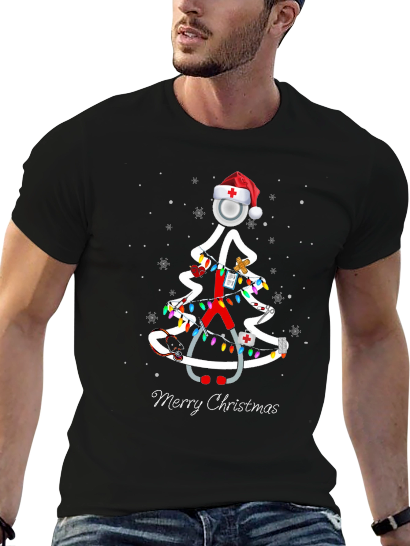 Nurse Christmas Tree T-Shirt - Merry Christmas