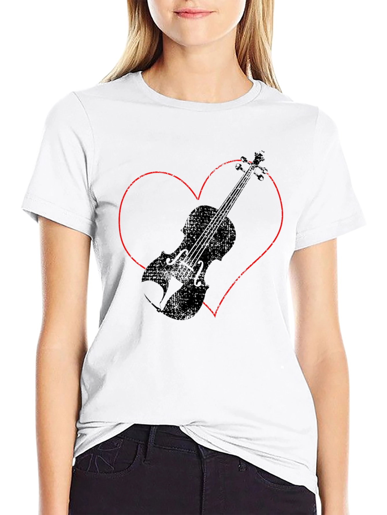 Violin Heart Graphic Tee - Music Lover T-Shirt