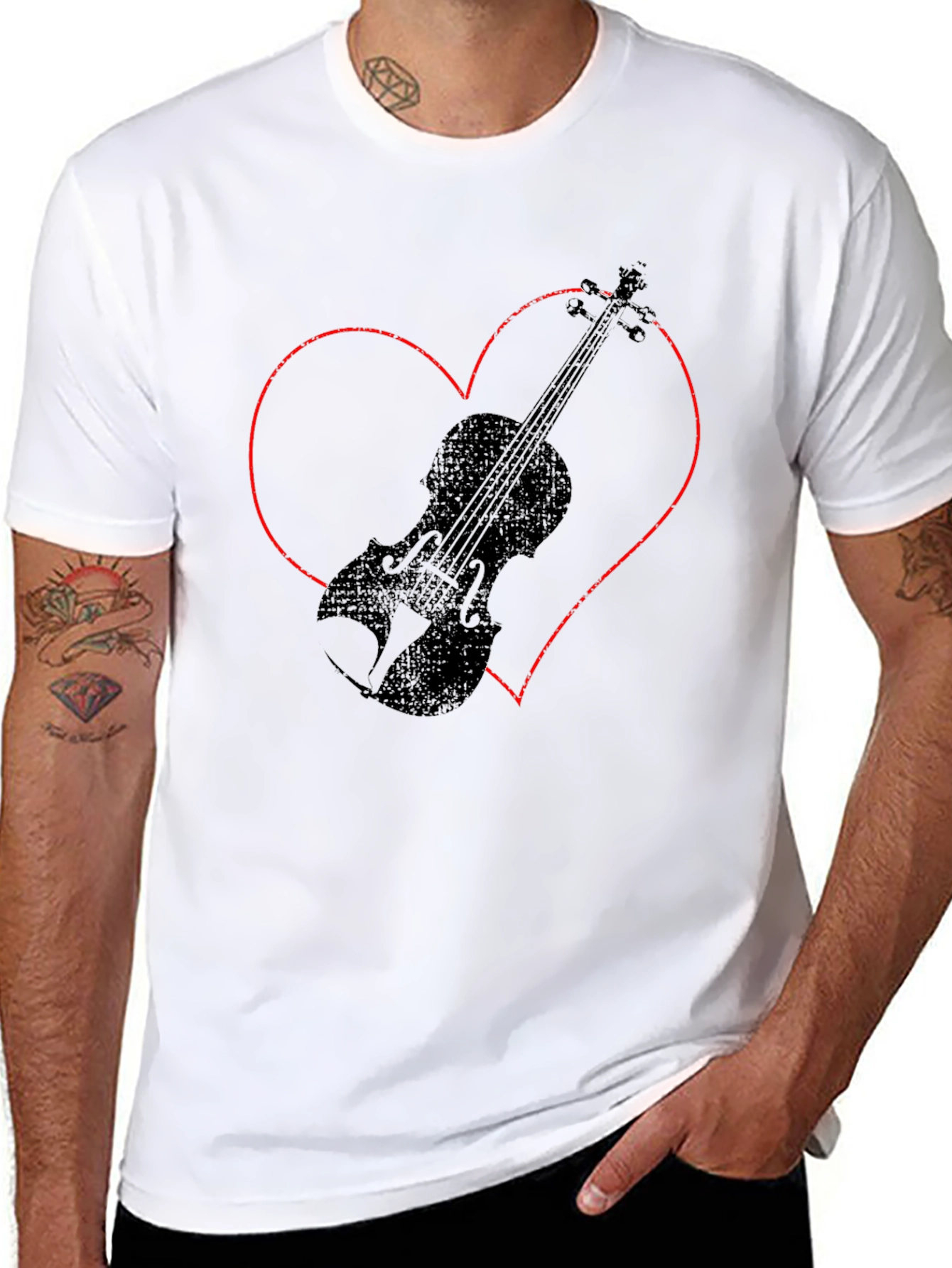 Violin Heart Graphic Tee - Music Lover T-Shirt