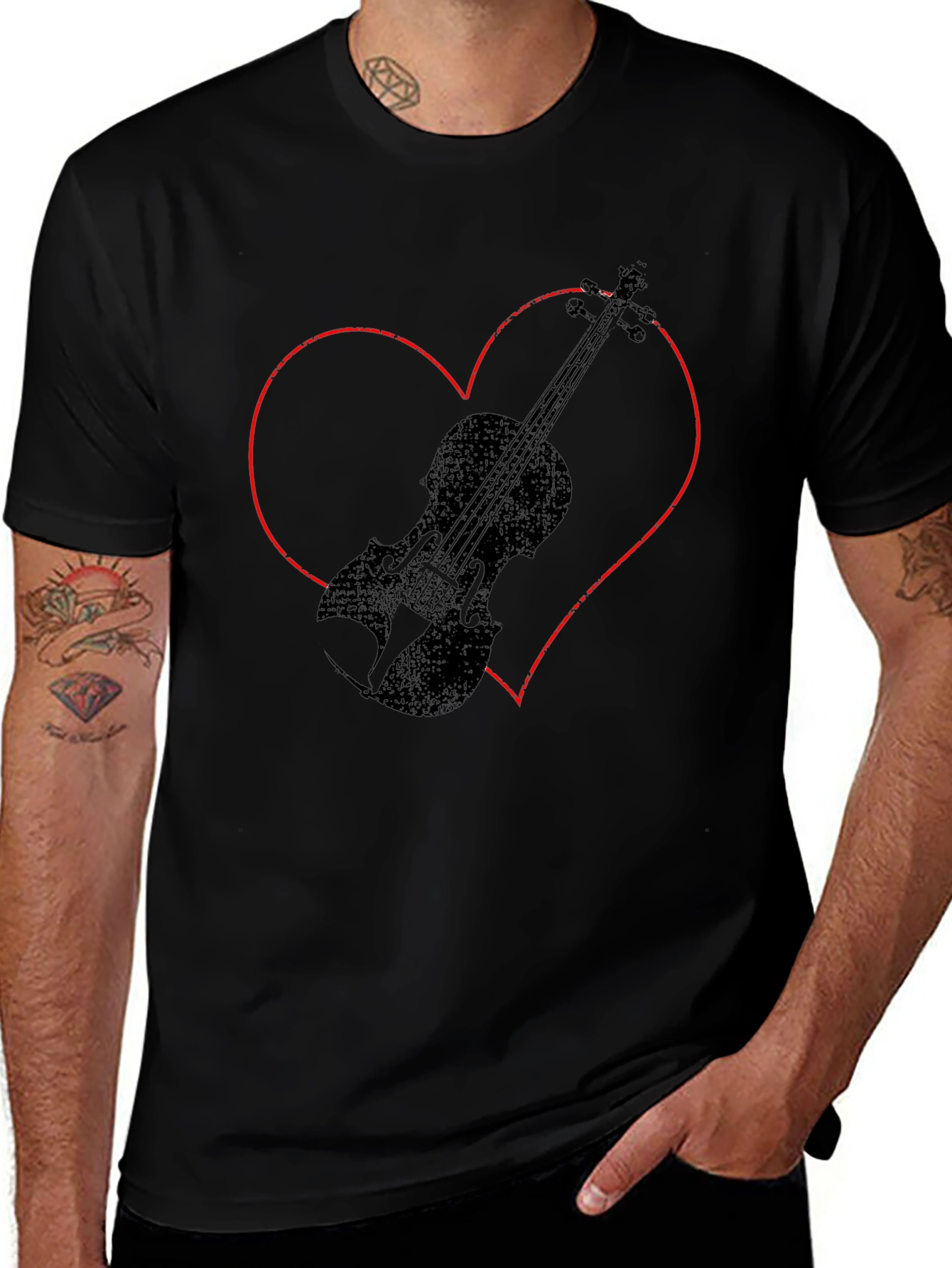 Violin Heart Graphic Tee - Music Lover T-Shirt
