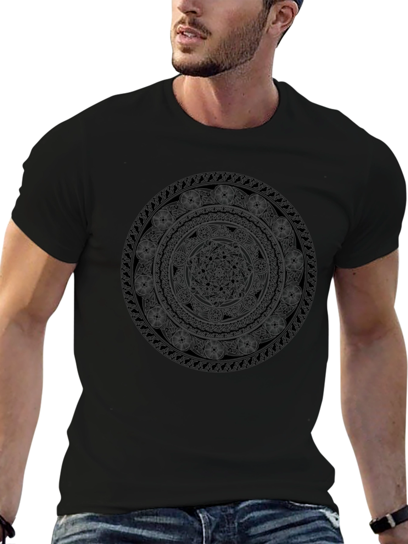 Mandala Graphic Print Black T-Shirt