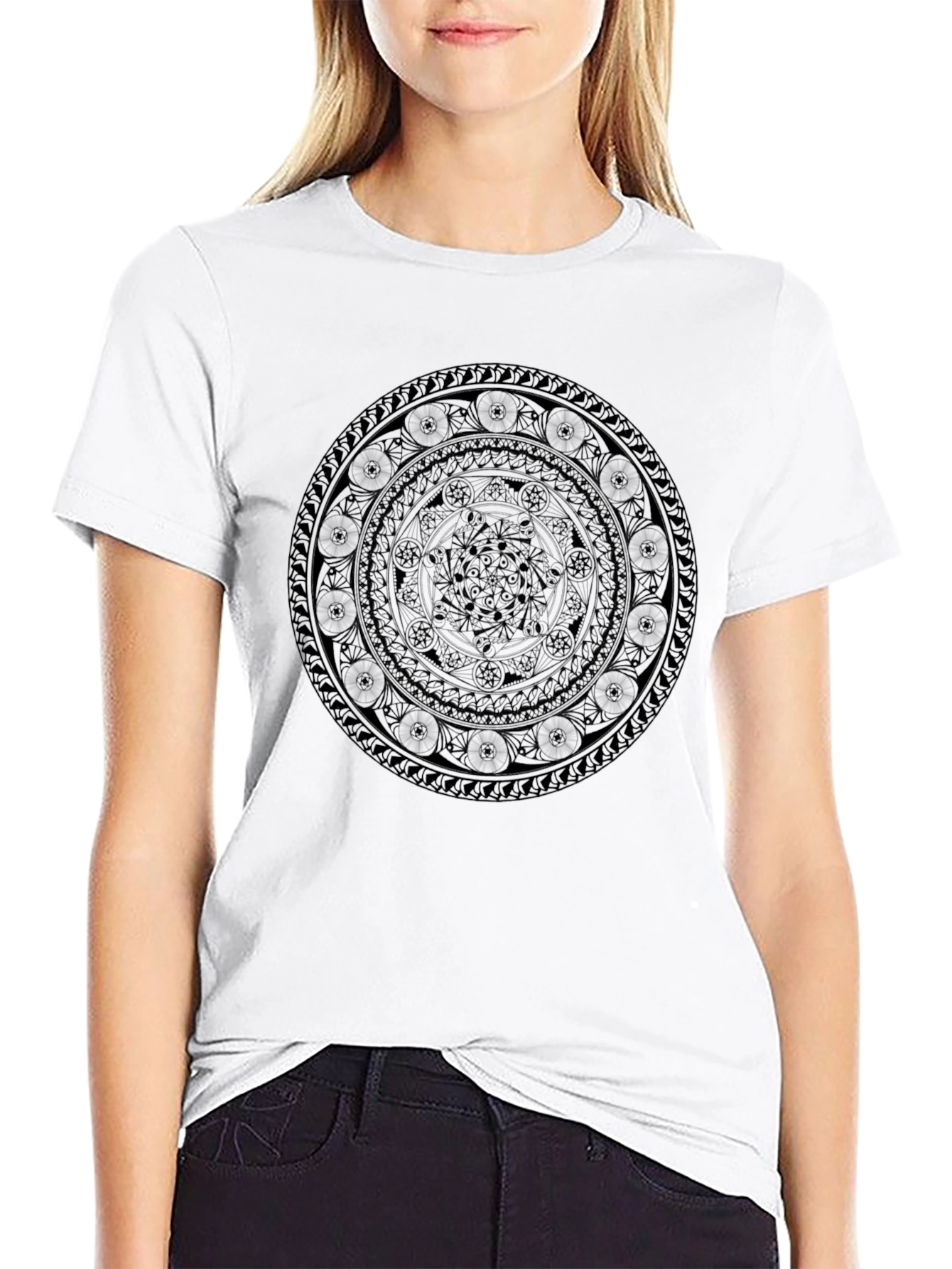 Mandala Graphic Print Black T-Shirt