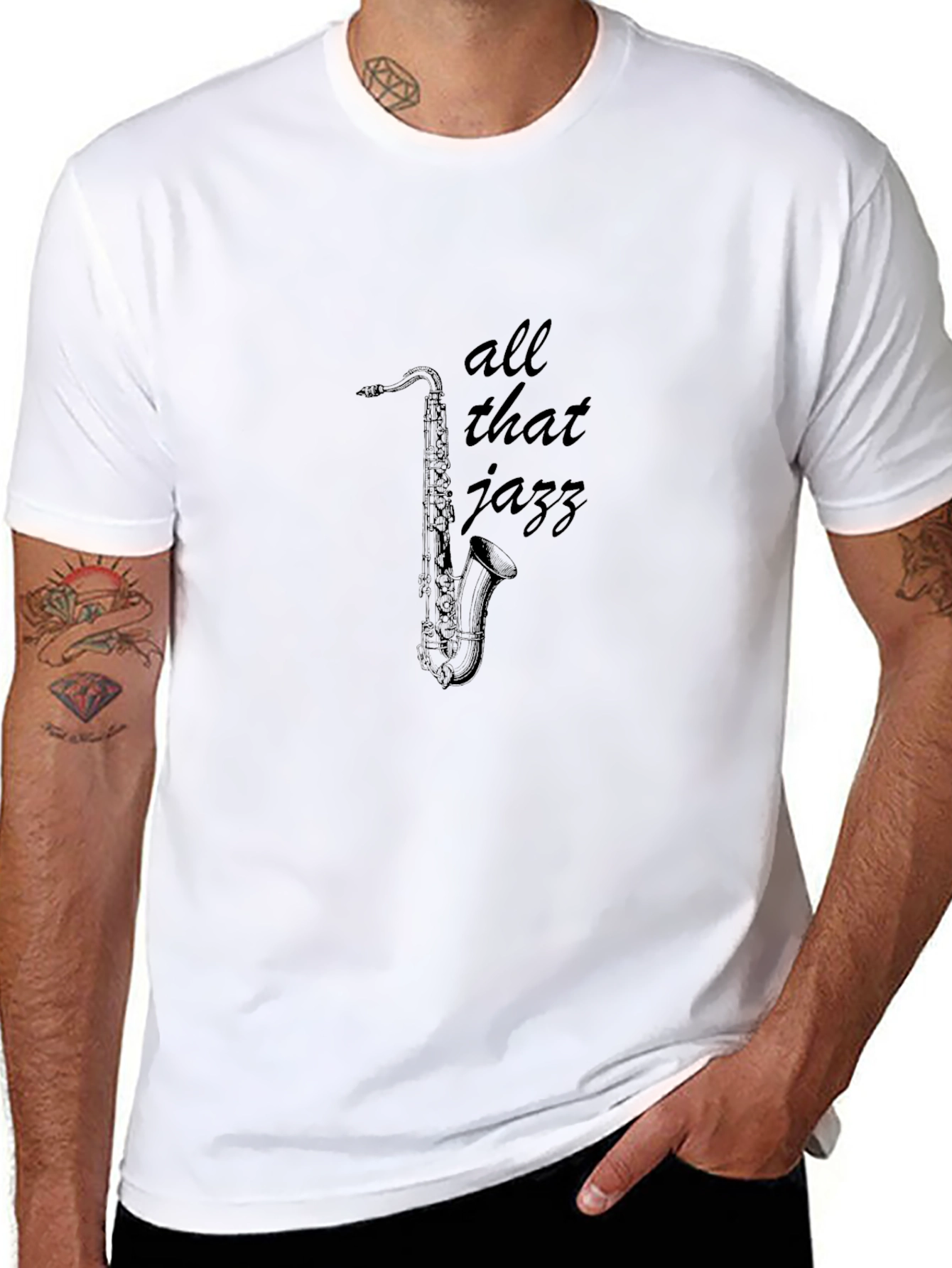 All That Jazz Saxophone Graphic Tee - Black
