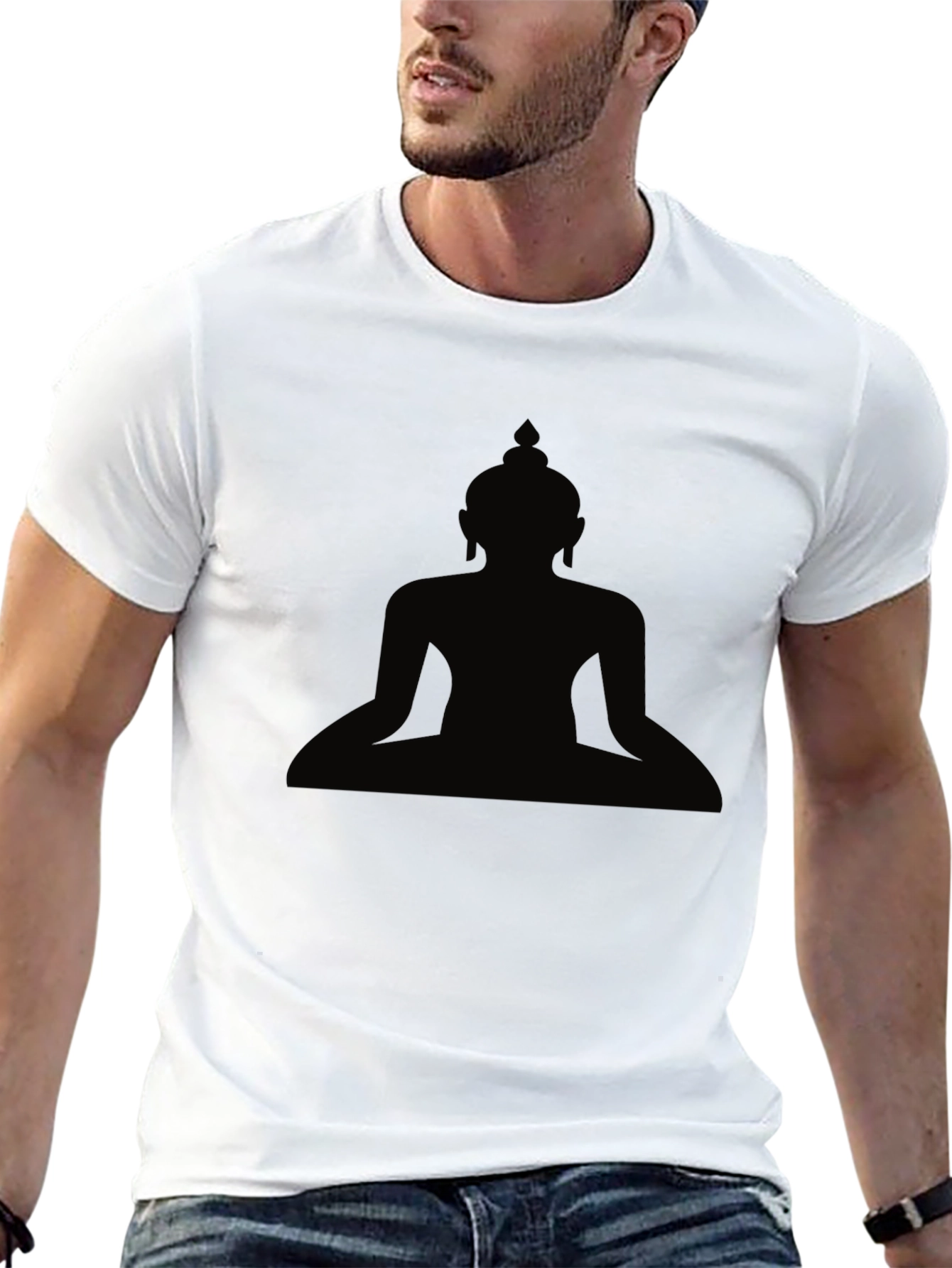 Buddha Silhouette Graphic Black T-Shirt