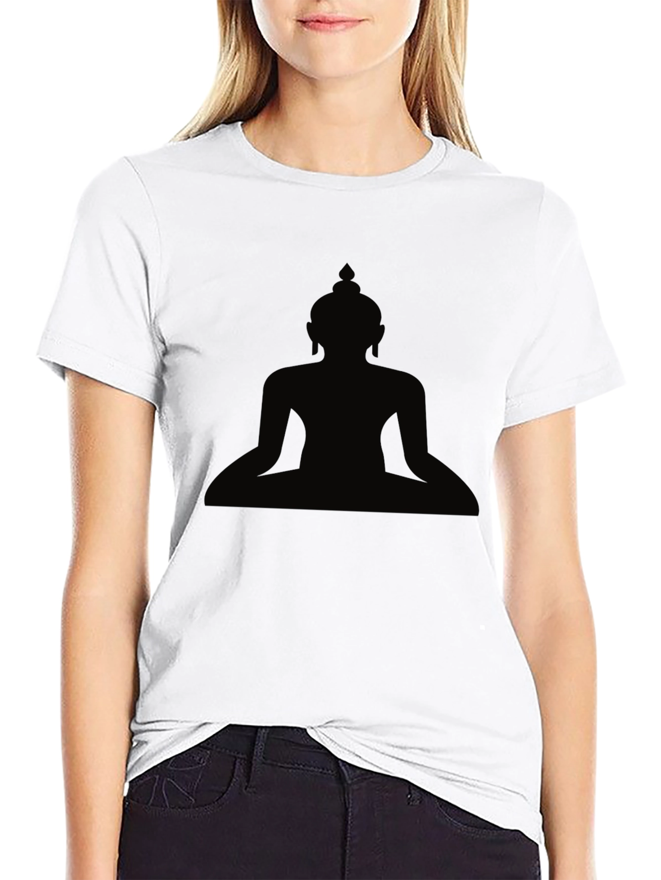 Buddha Silhouette Graphic Black T-Shirt