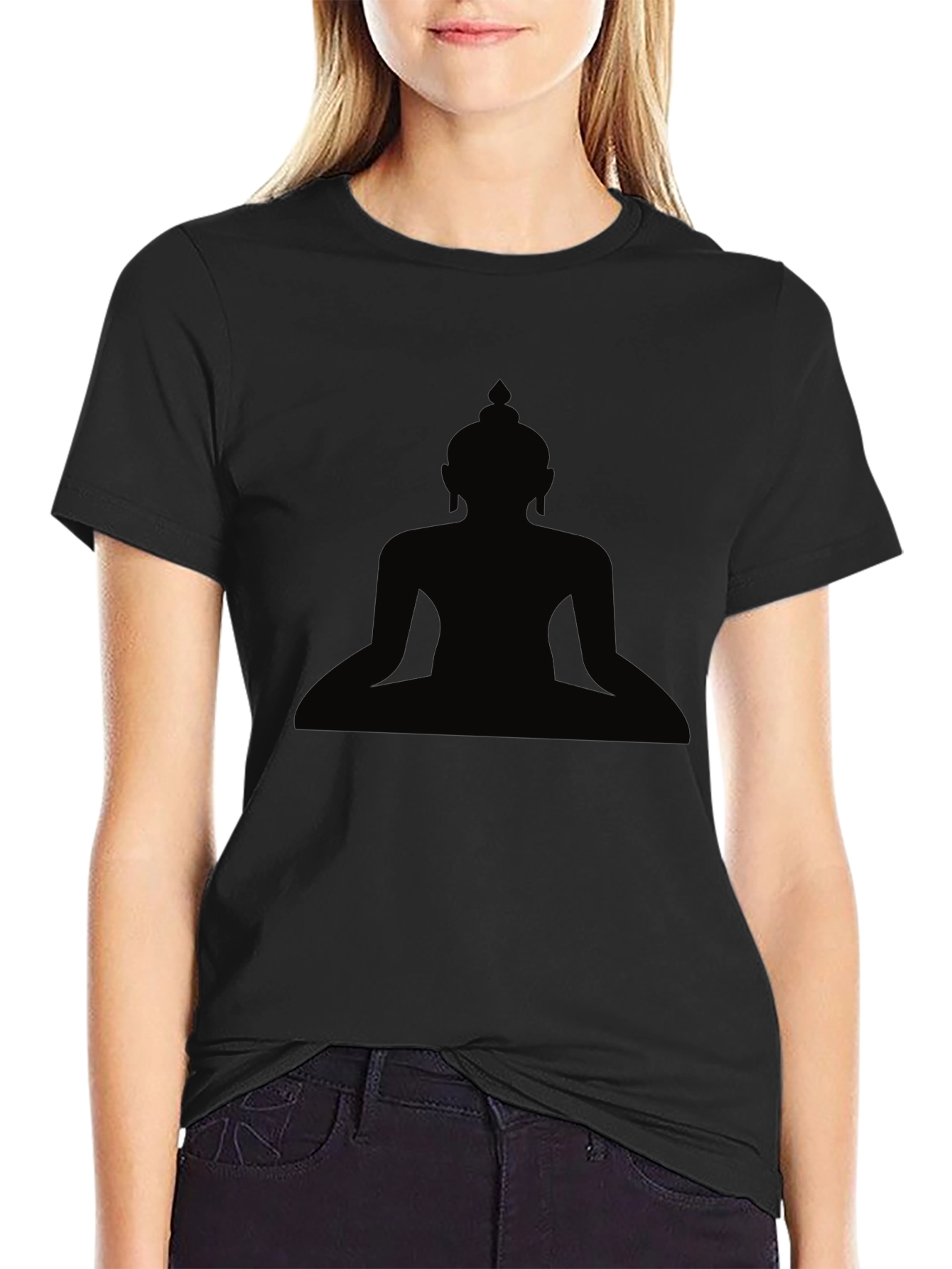 Buddha Silhouette Graphic Black T-Shirt