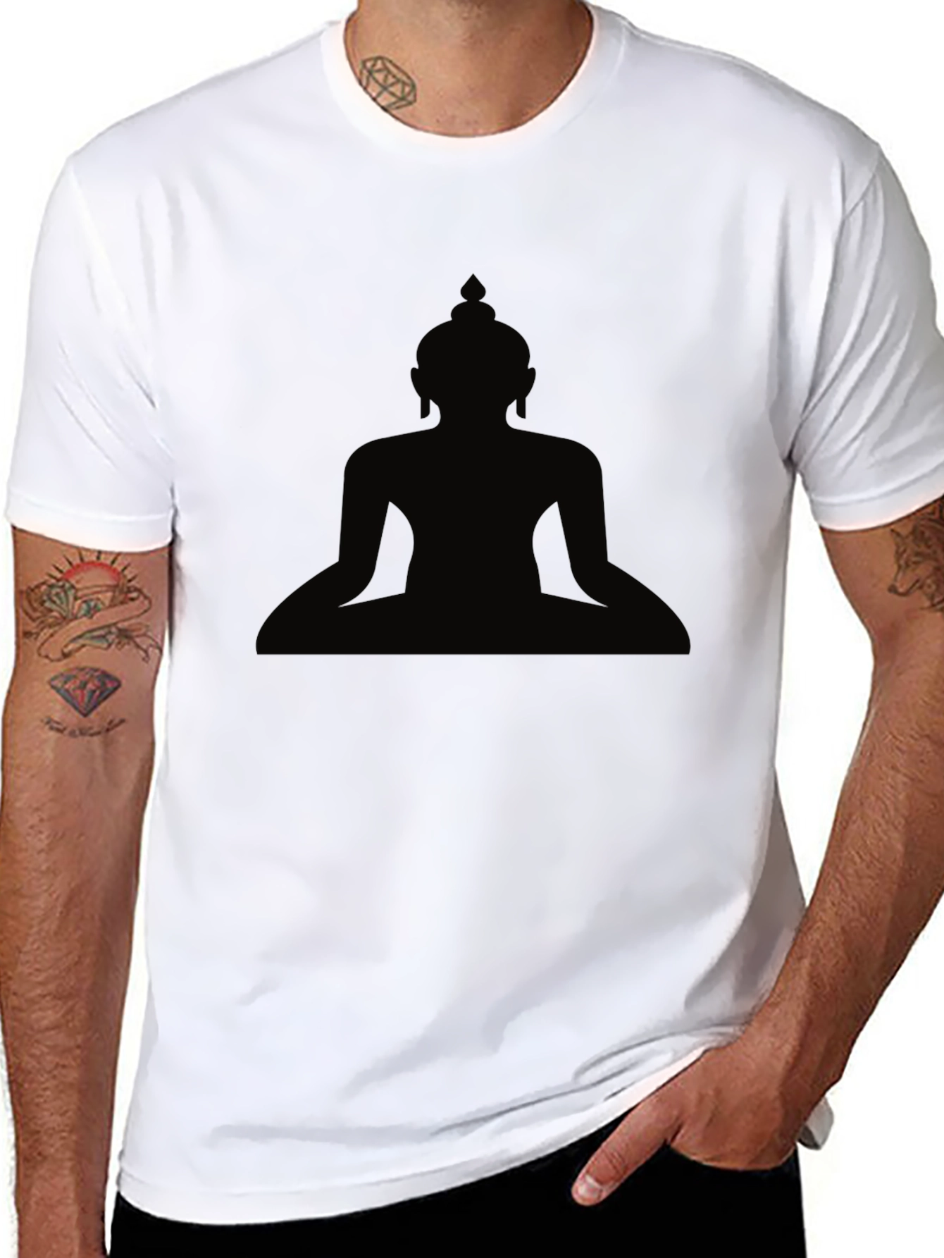 Buddha Silhouette Graphic Black T-Shirt