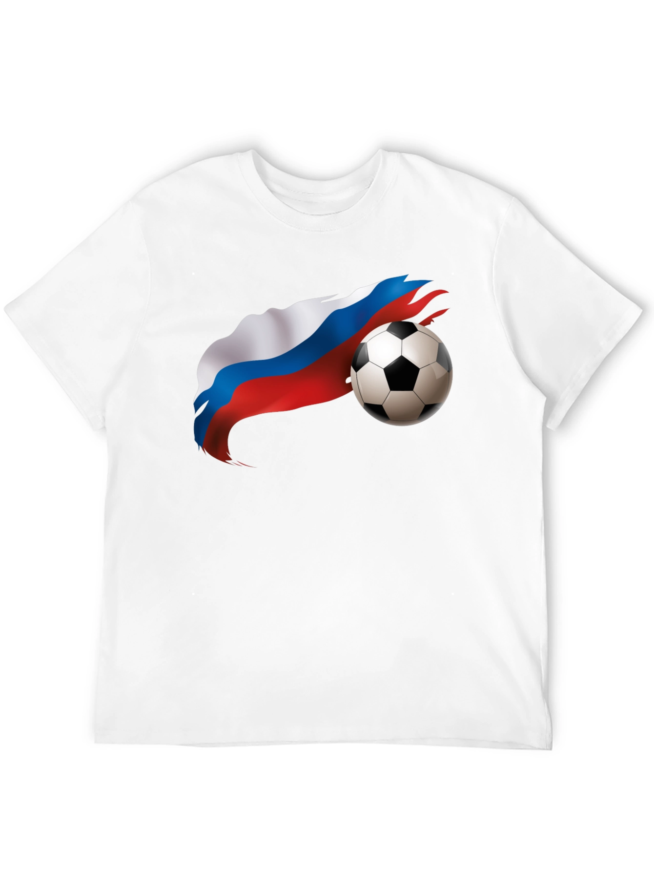 Russian Flag Soccer Ball Graphic Black T-Shirt