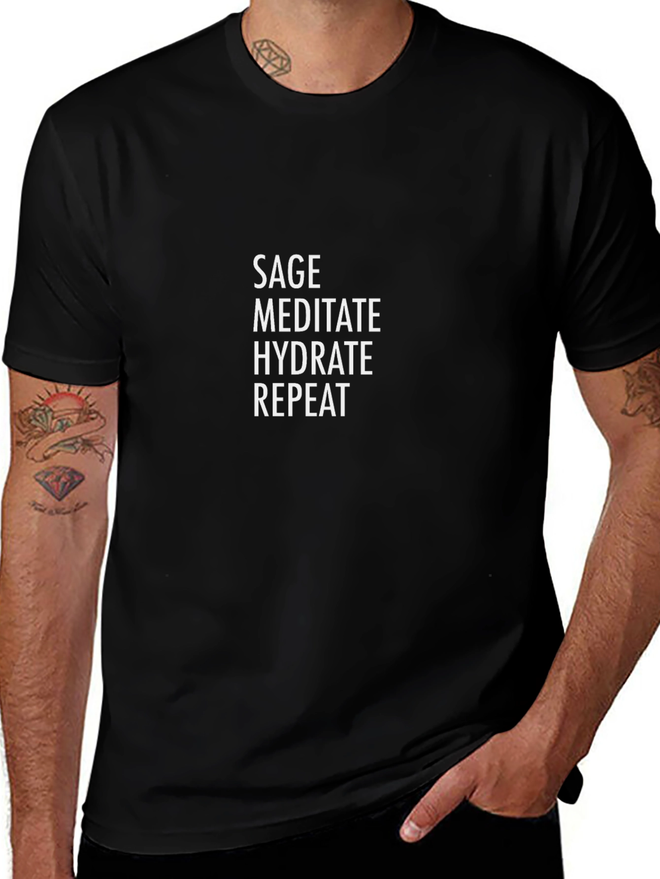 Sage Meditate Hydrate Repeat Graphic Tee