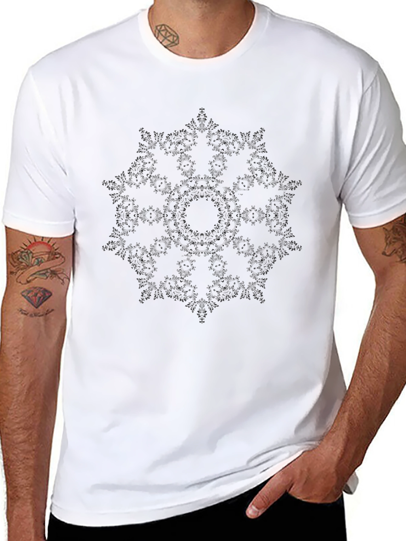Black Mandala Graphic Print Tee