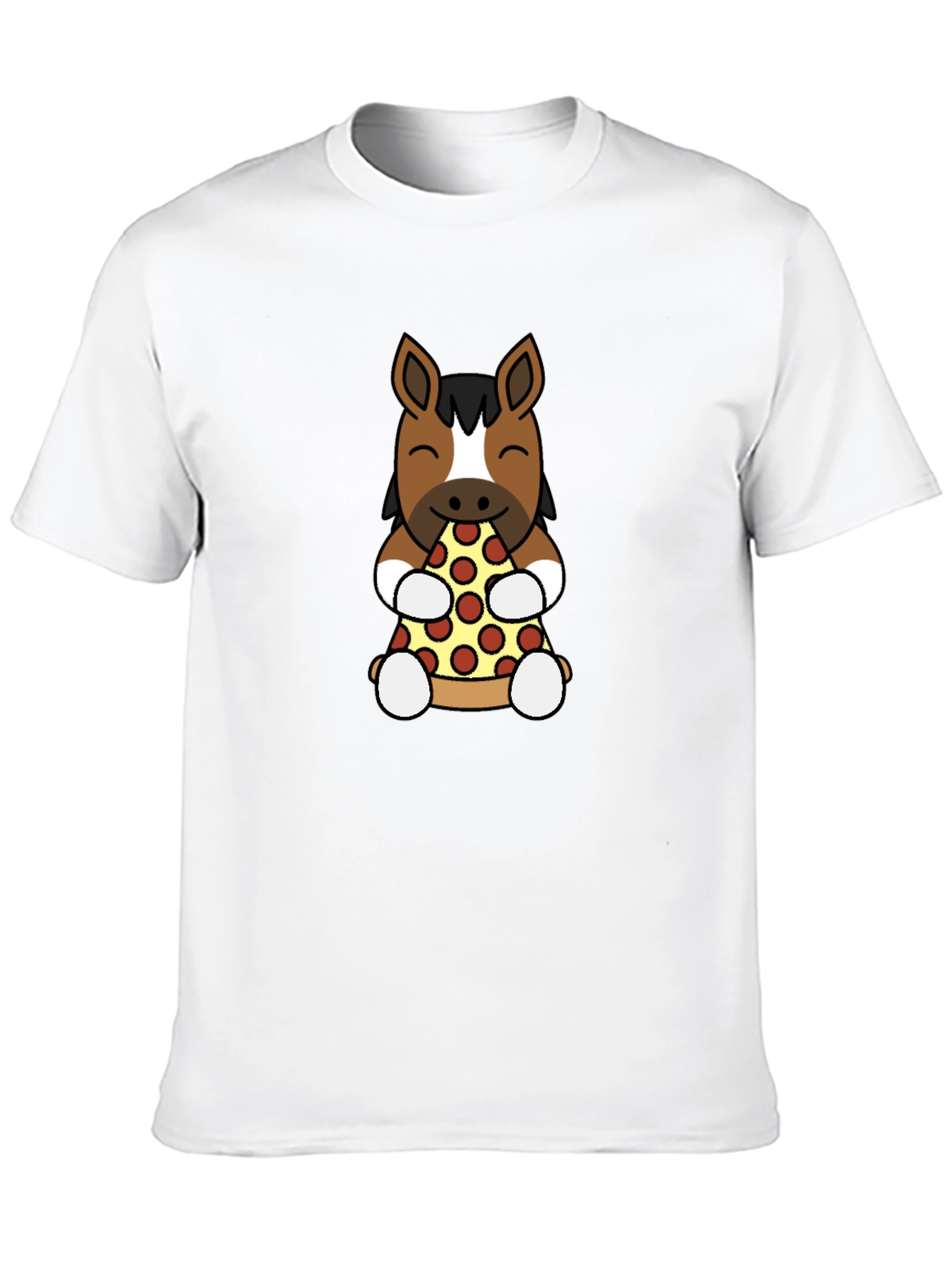 Horse Eating Pizza Graphic T-Shirt