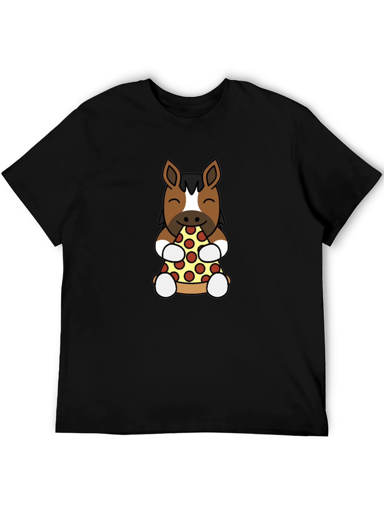 Horse Eating Pizza Graphic T-Shirt