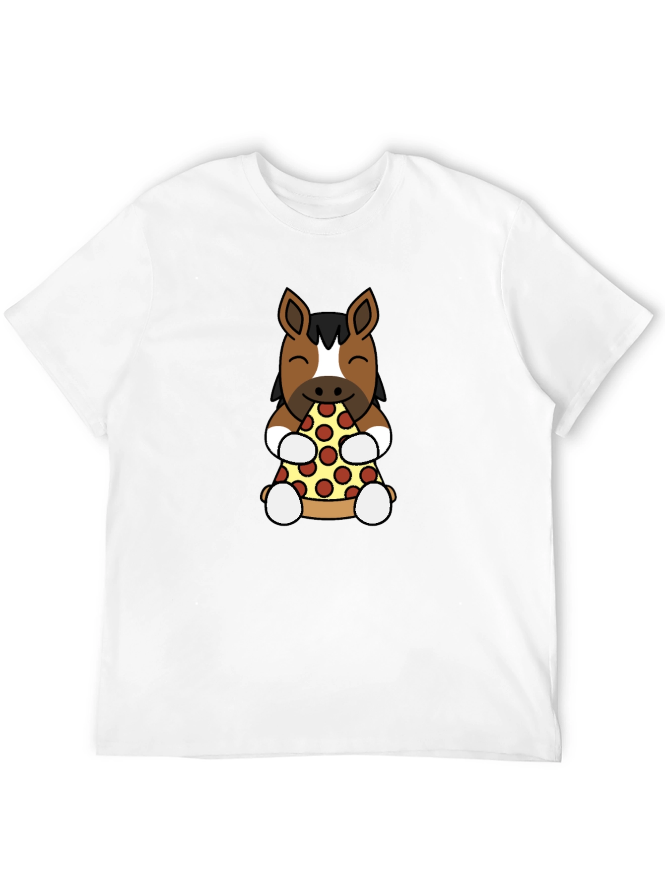 Horse Eating Pizza Graphic T-Shirt