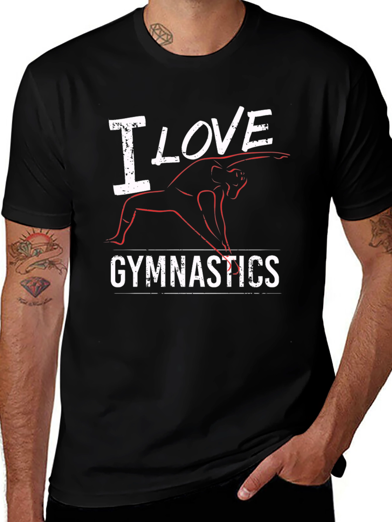 I Love Gymnastics Black T-Shirt