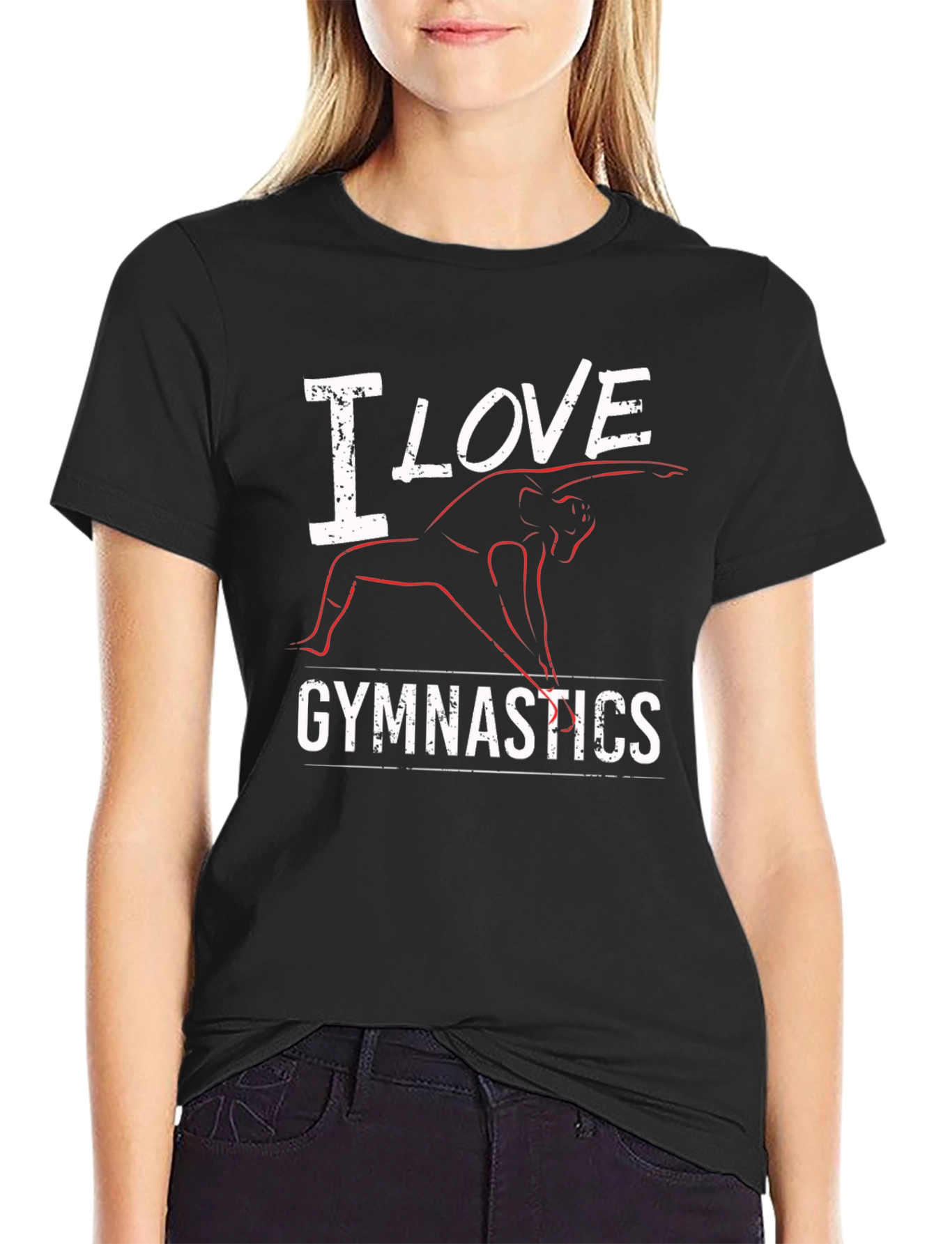 I Love Gymnastics Black T-Shirt
