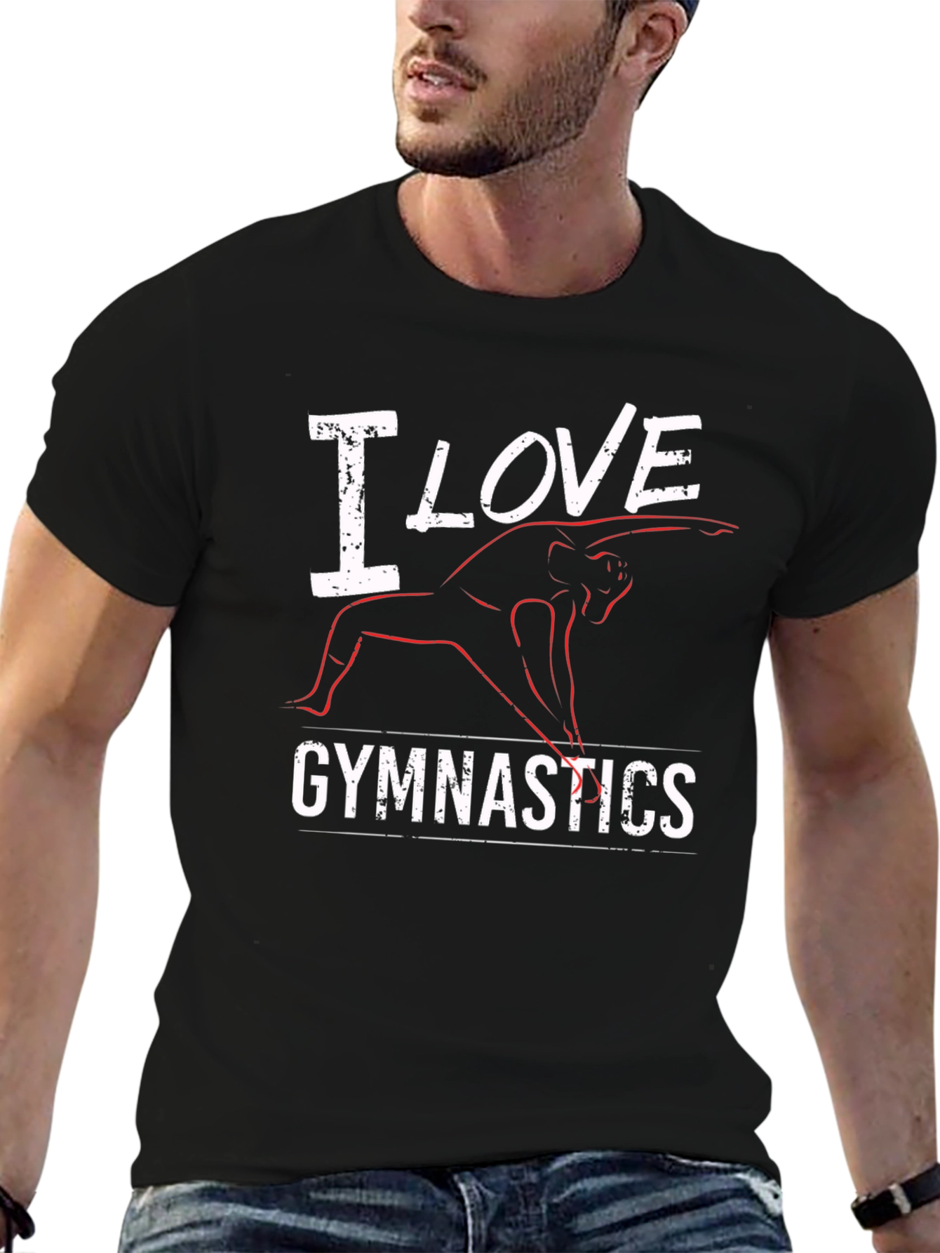 I Love Gymnastics Black T-Shirt
