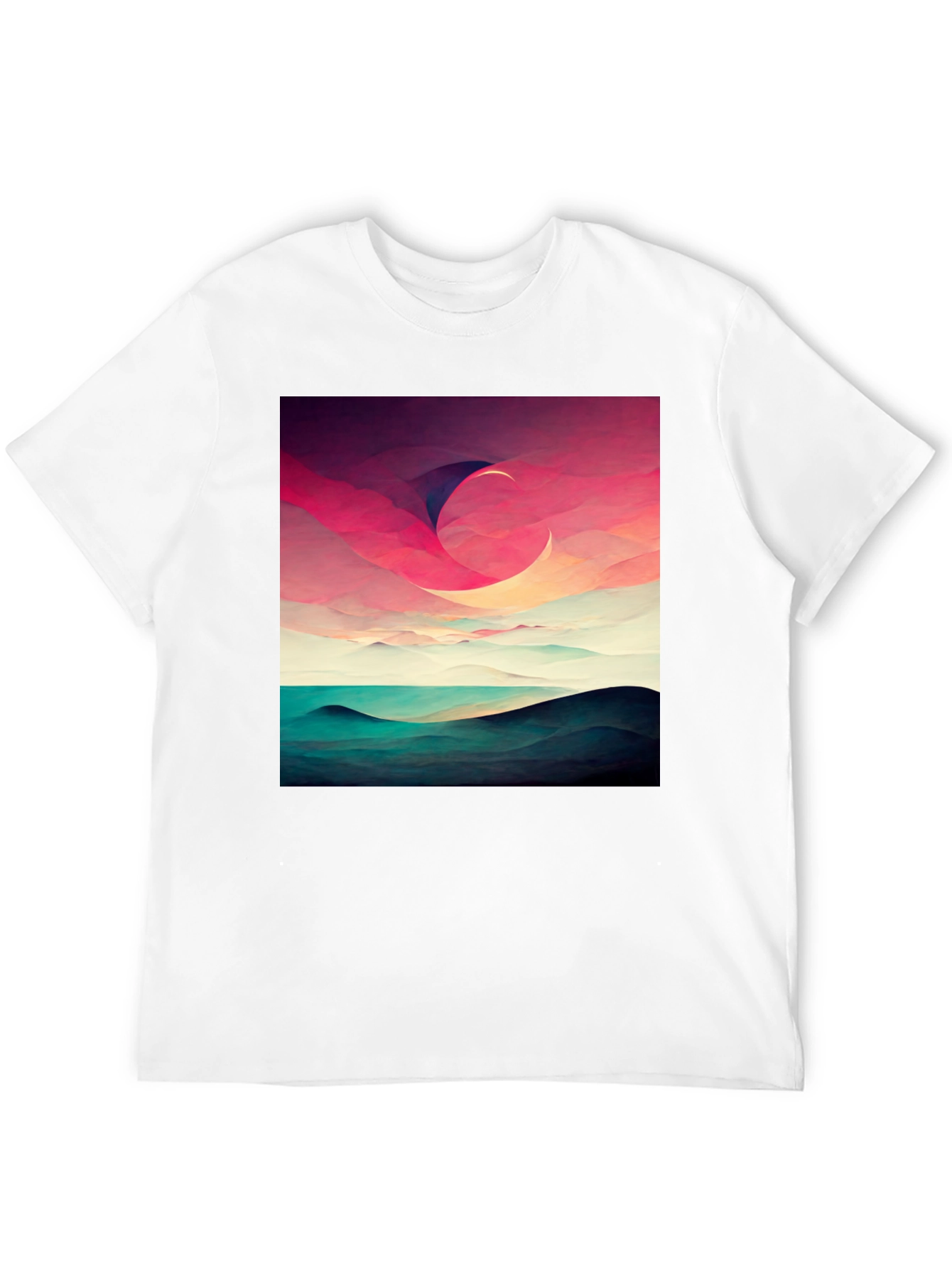 Abstract Crescent Moon Graphic T-Shirt