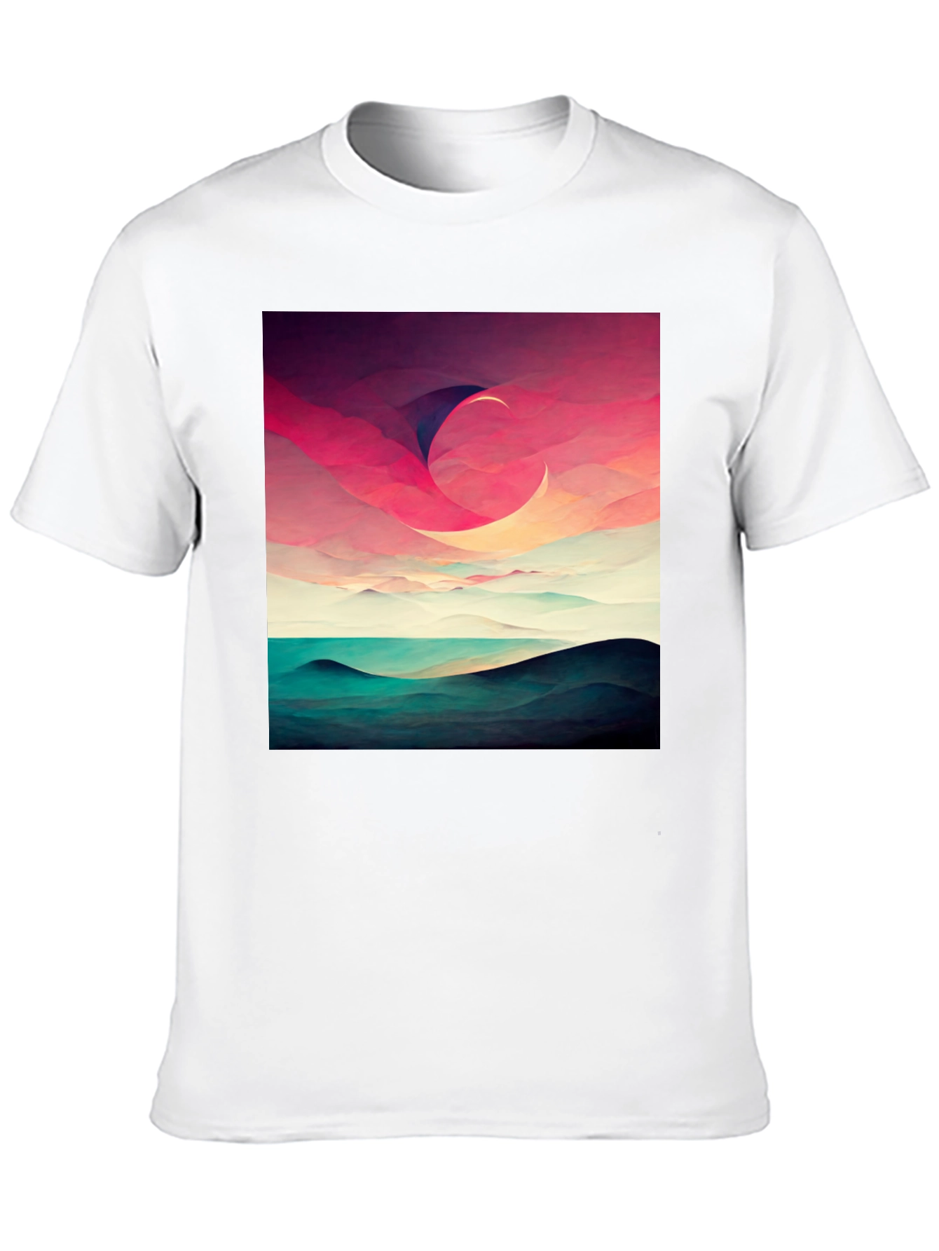 Abstract Crescent Moon Graphic T-Shirt