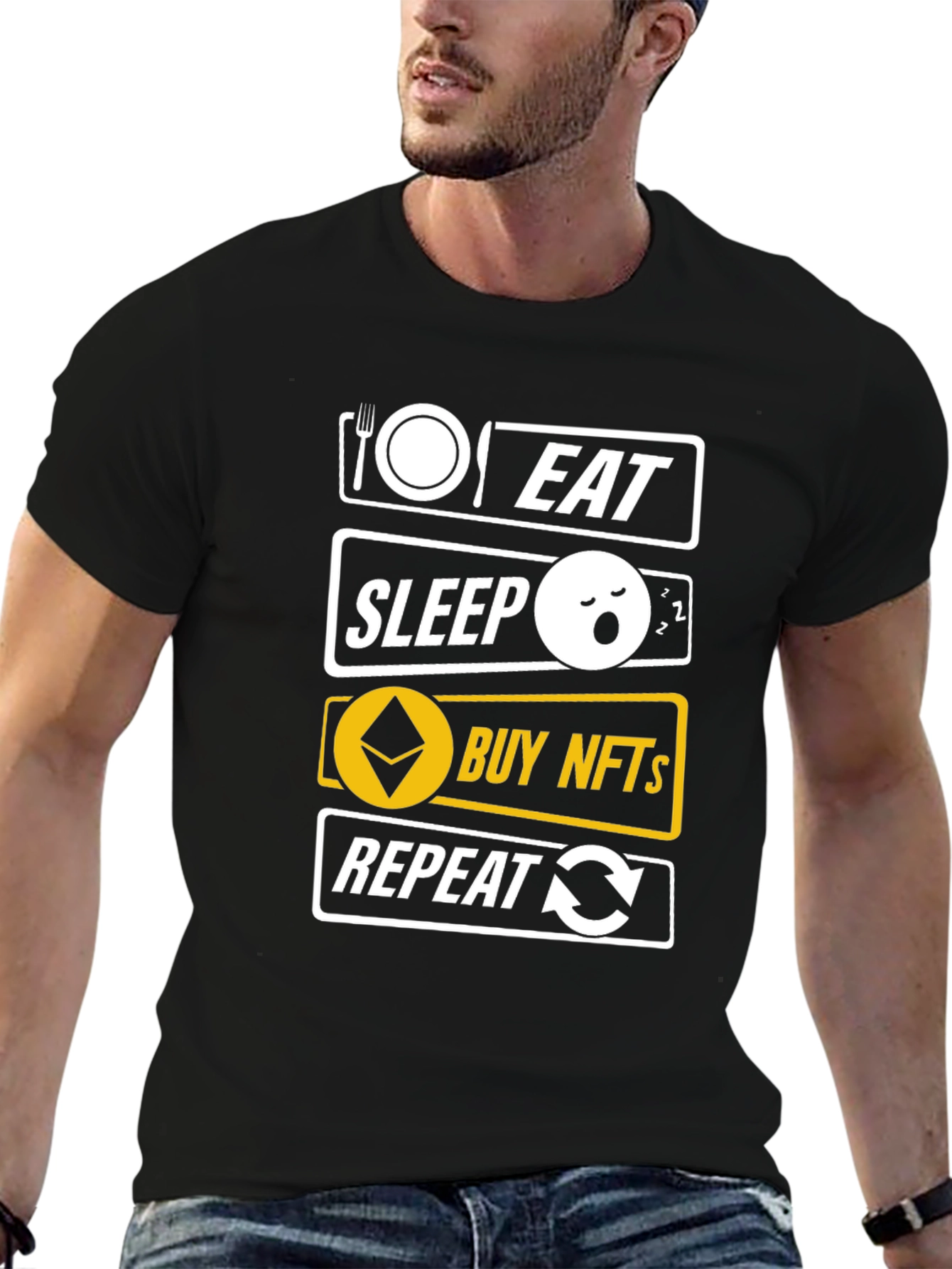 Eat Sleep Buy NFTs Repeat Black T-Shirt