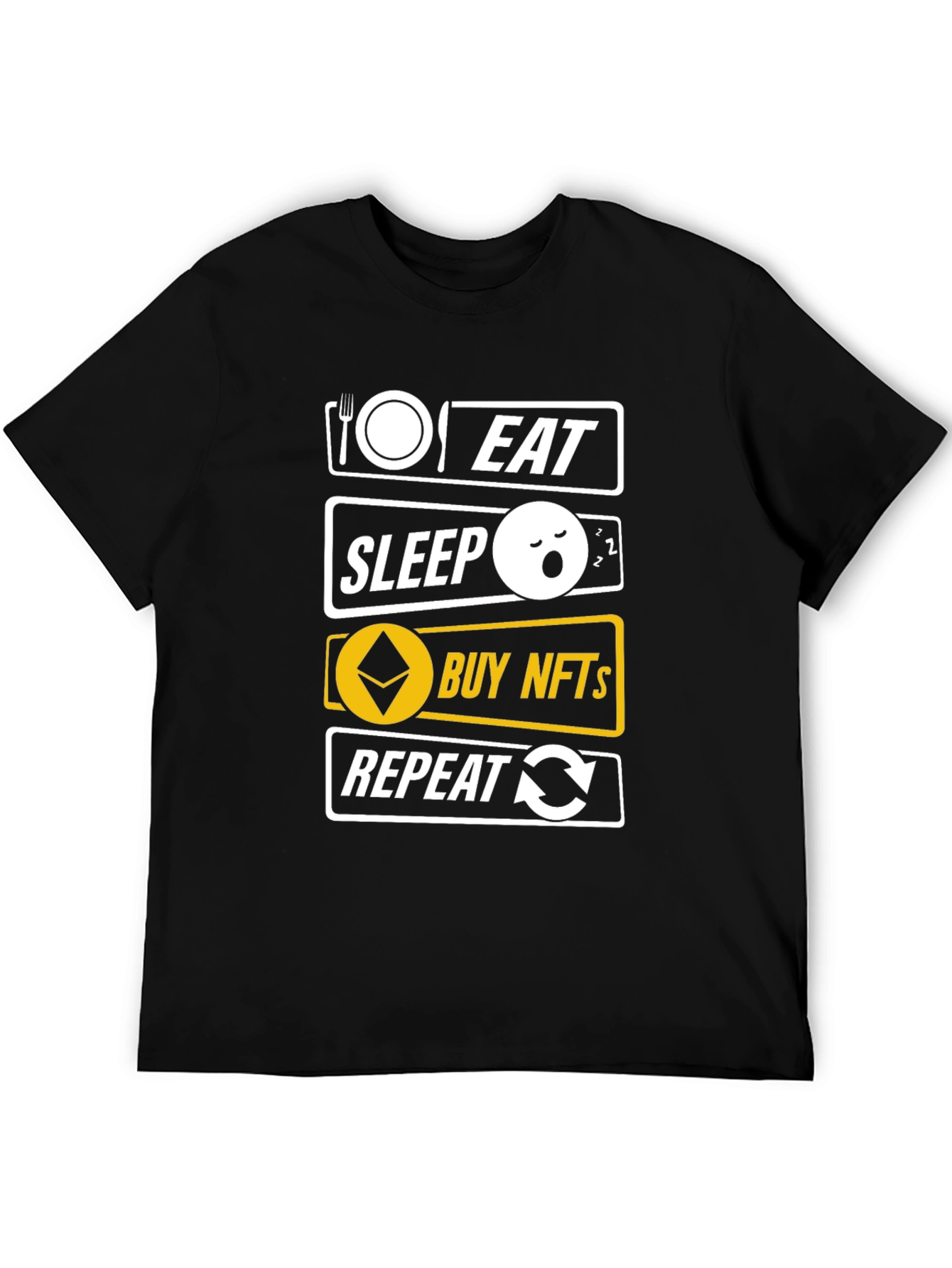 Eat Sleep Buy NFTs Repeat Black T-Shirt