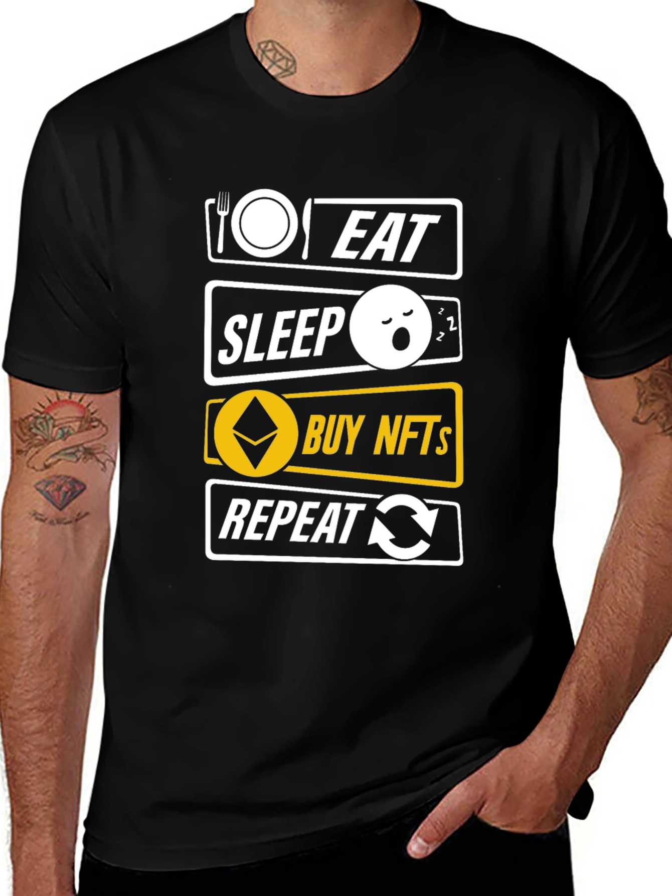 Eat Sleep Buy NFTs Repeat Black T-Shirt