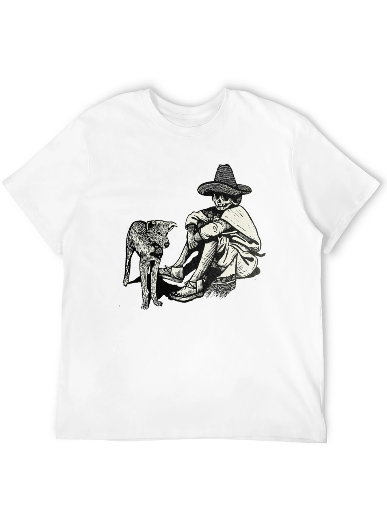 Skeleton & Dog Graphic Tee - Unique Design