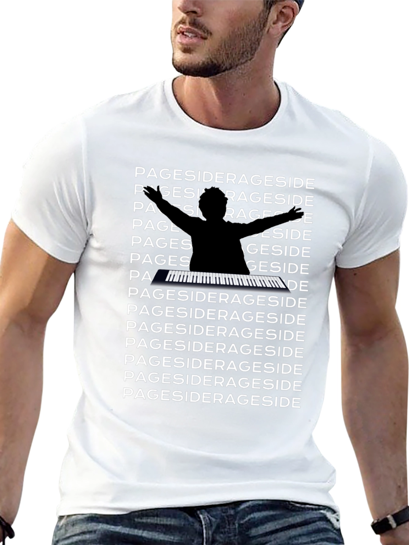Pageside Piano Player Black Graphic Tee