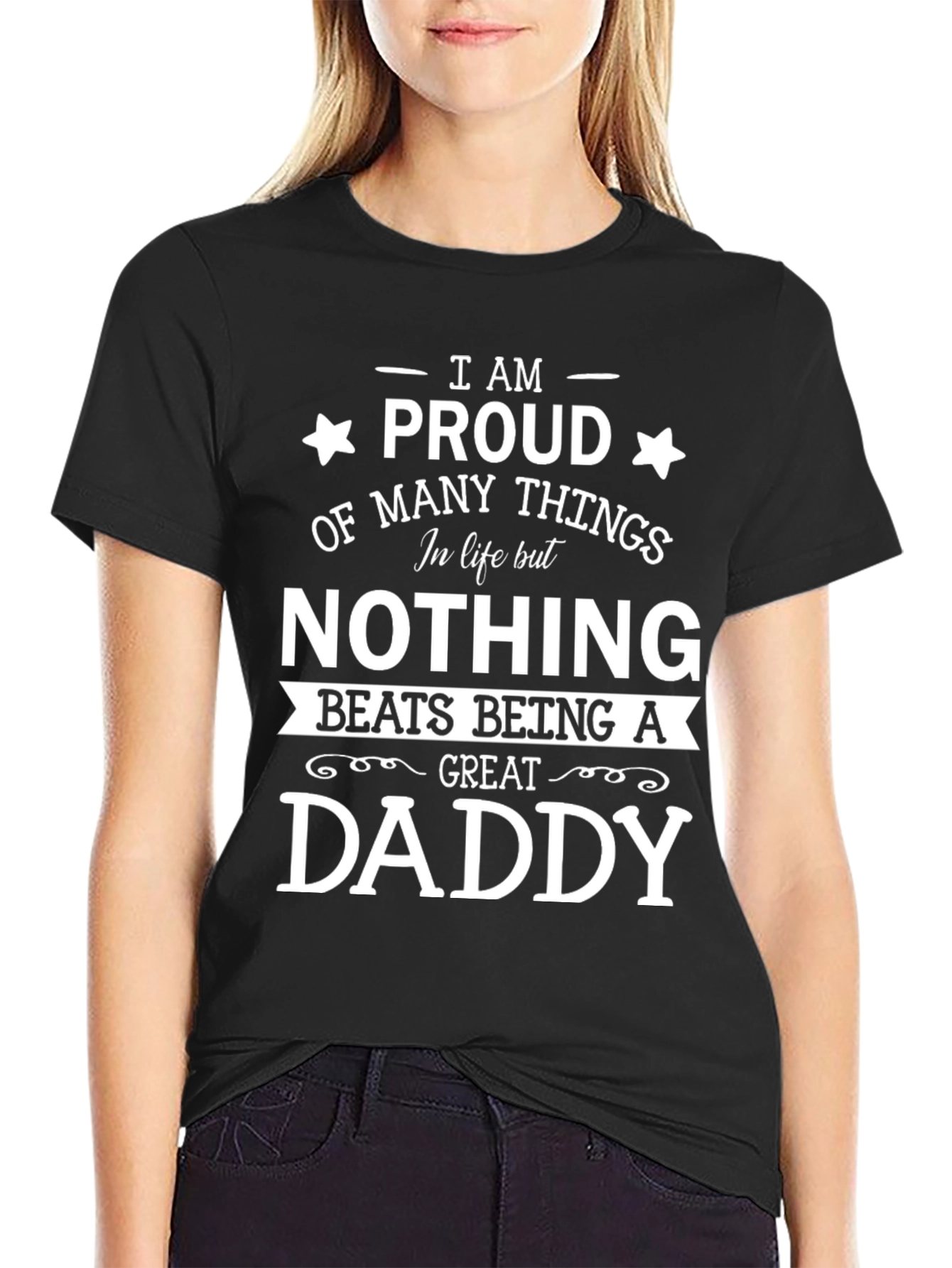Proud Daddy Graphic Tee - Black Cotton T-Shirt