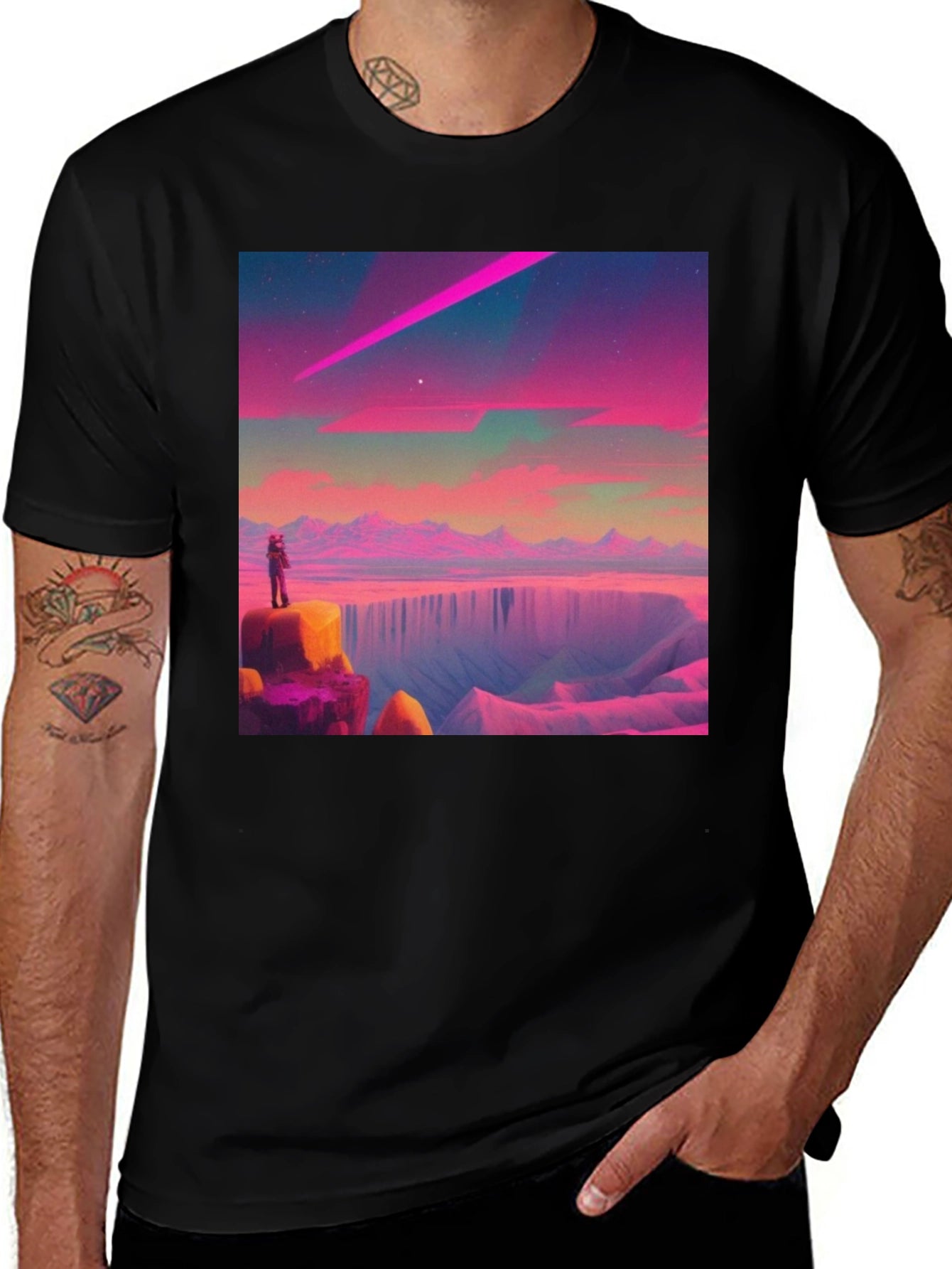 Cosmic Dreamscape Graphic Tee - Black