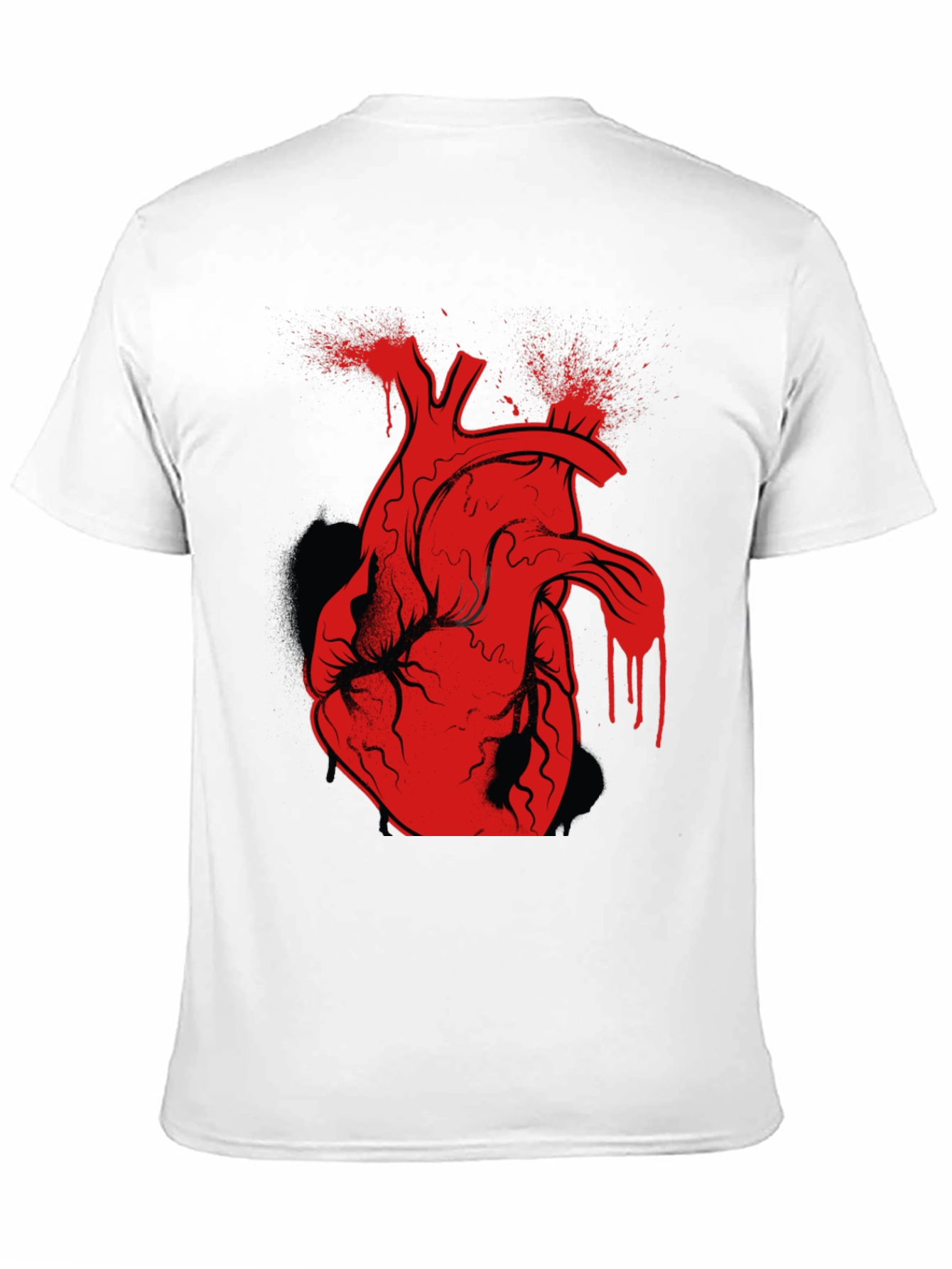 Red Anatomical Heart Graphic Black T-Shirt