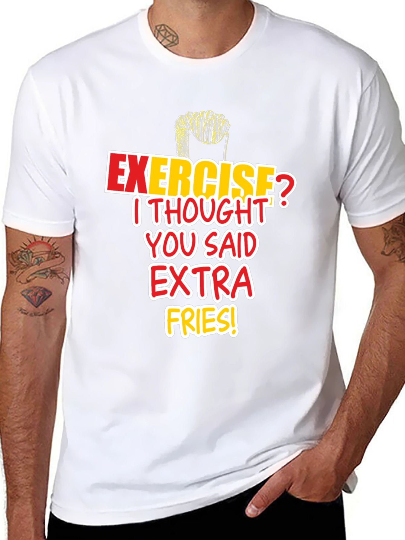 Funny Exercise Extra Fries T-Shirt