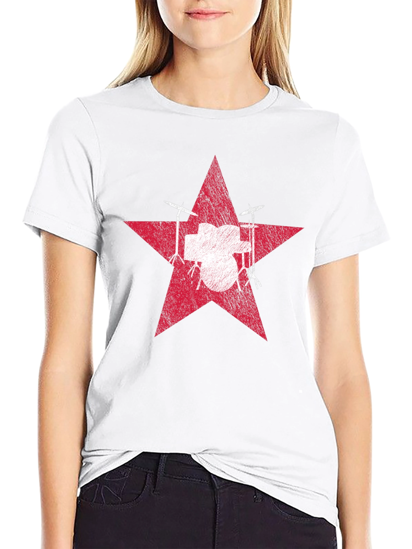 Red Star Drum Set Graphic Tee - Black