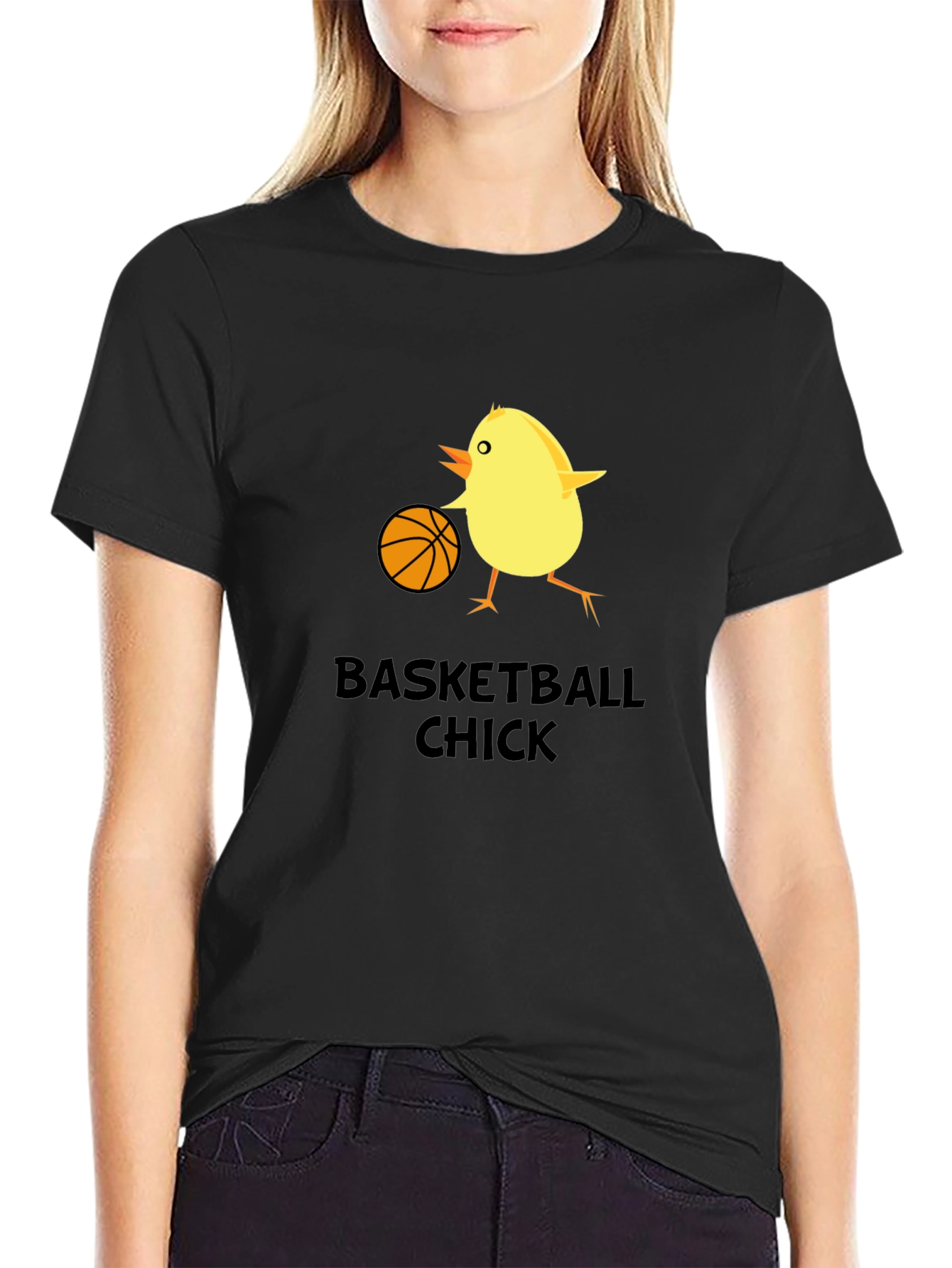Basketball Chick Novelty Graphic T-Shirt