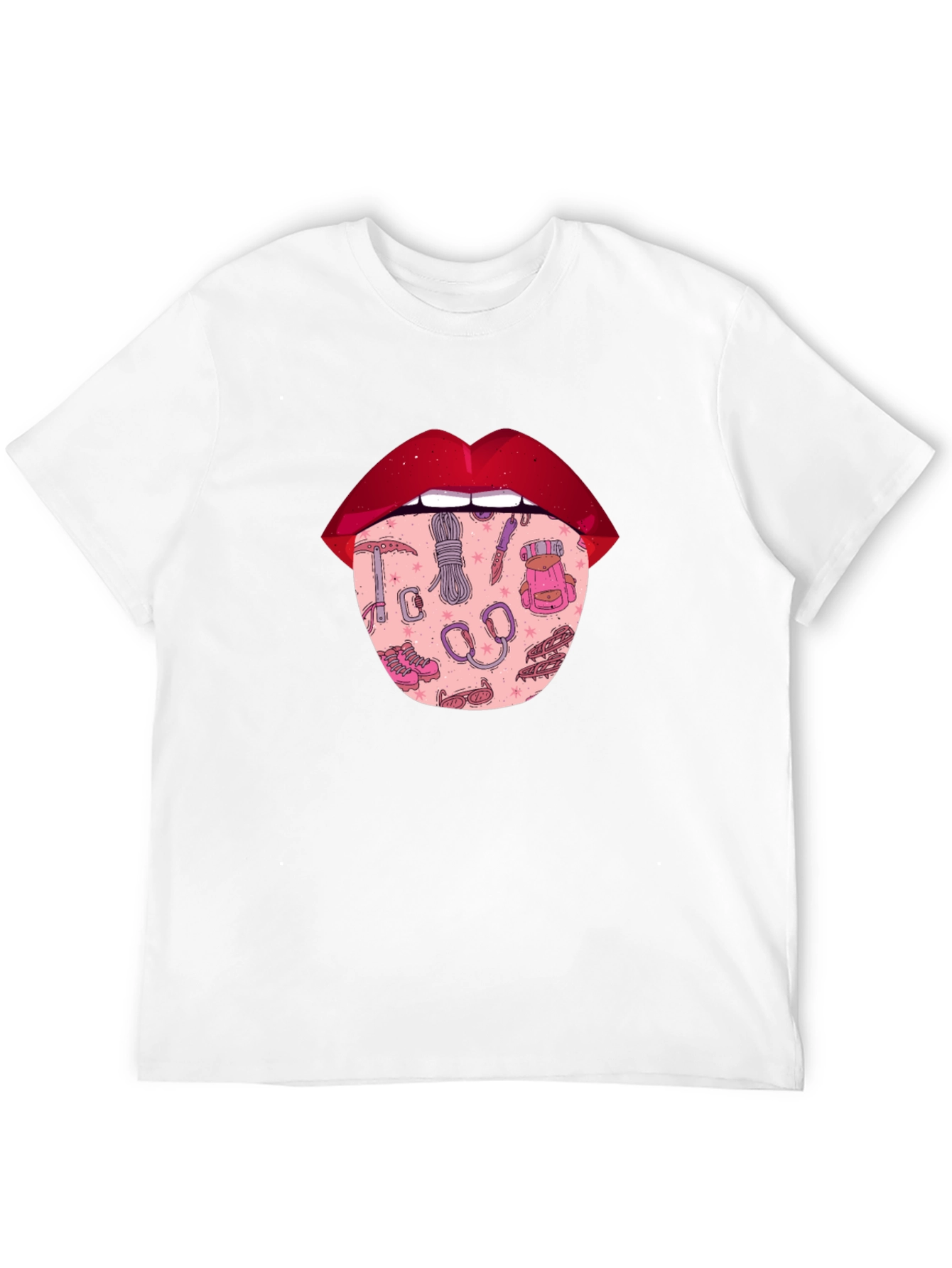 Lips Climbing T-Shirt - Black Graphic Tee