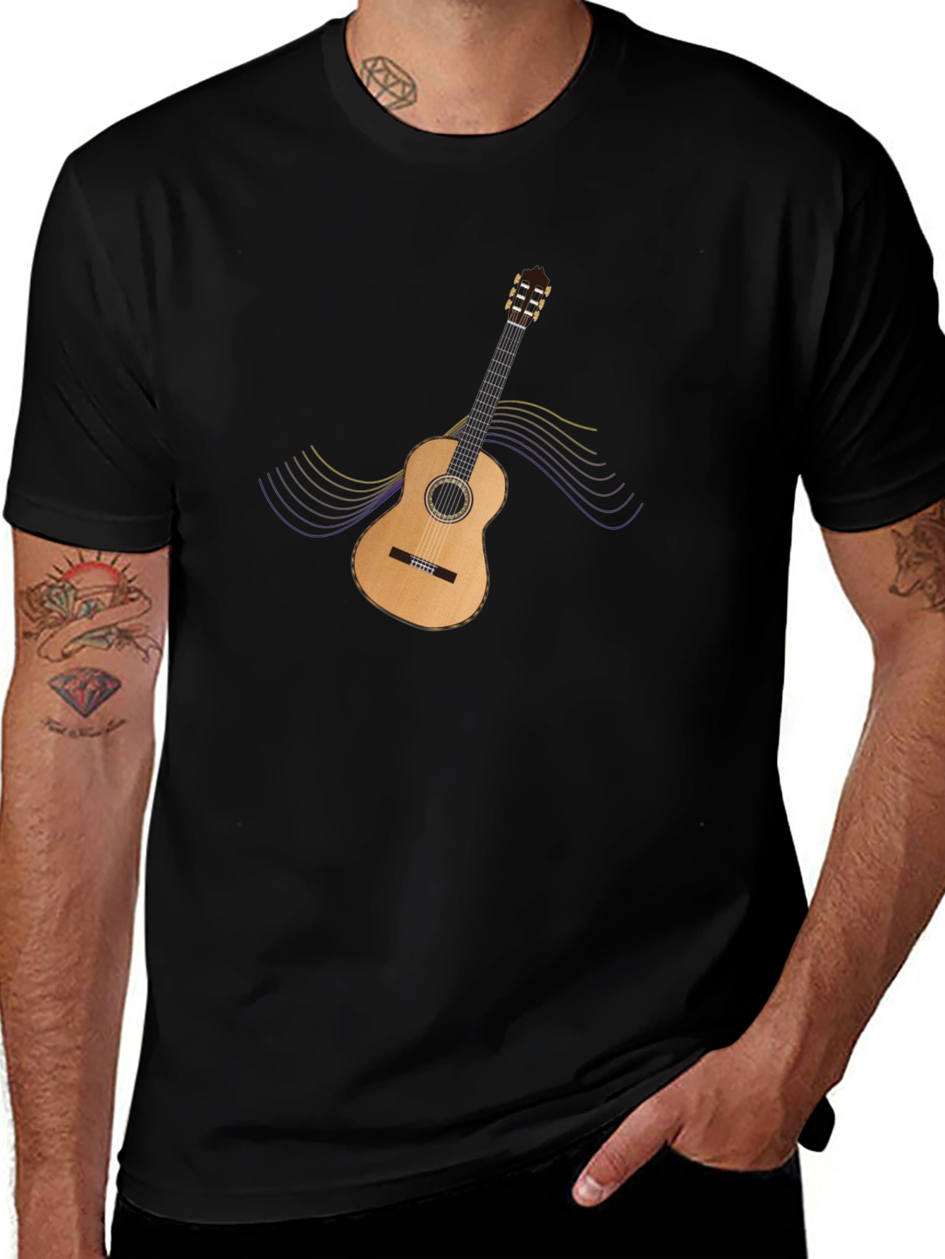 Guitar Graphic Black T-Shirt - Music Lovers Tee
