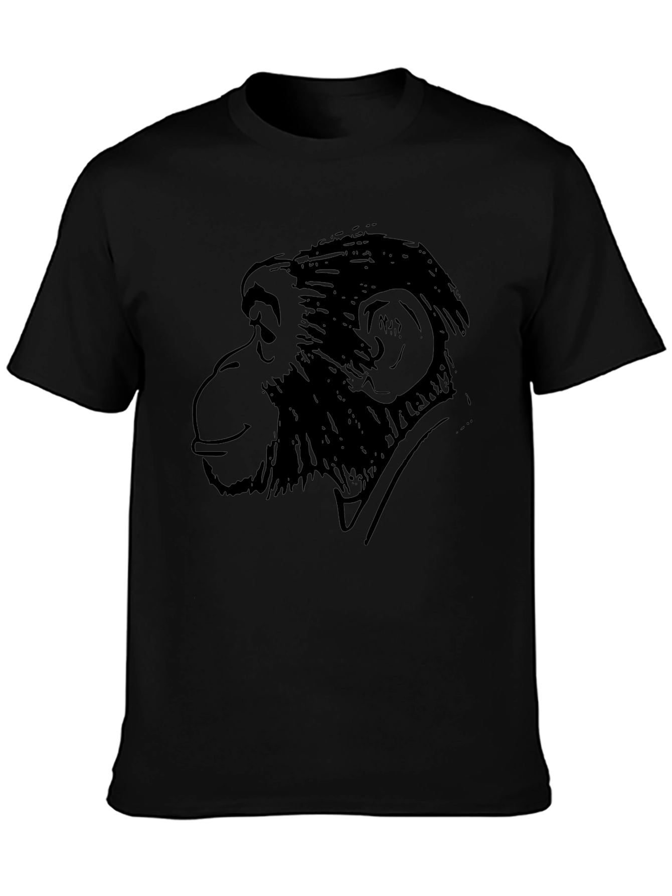 Chimpanzee Graphic Tee - Black Cotton Crewneck