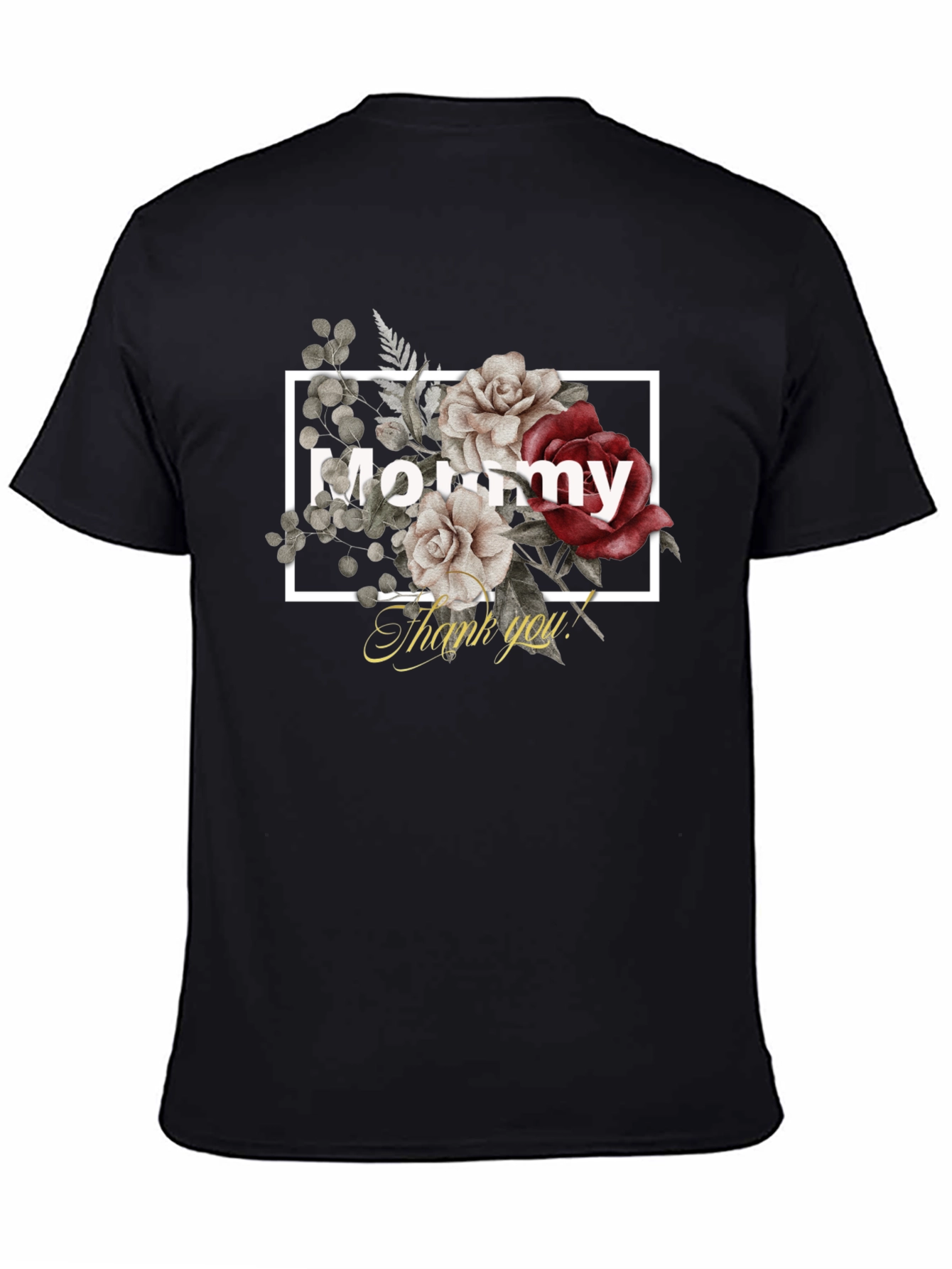 Mommy Floral Graphic Black T-Shirt
